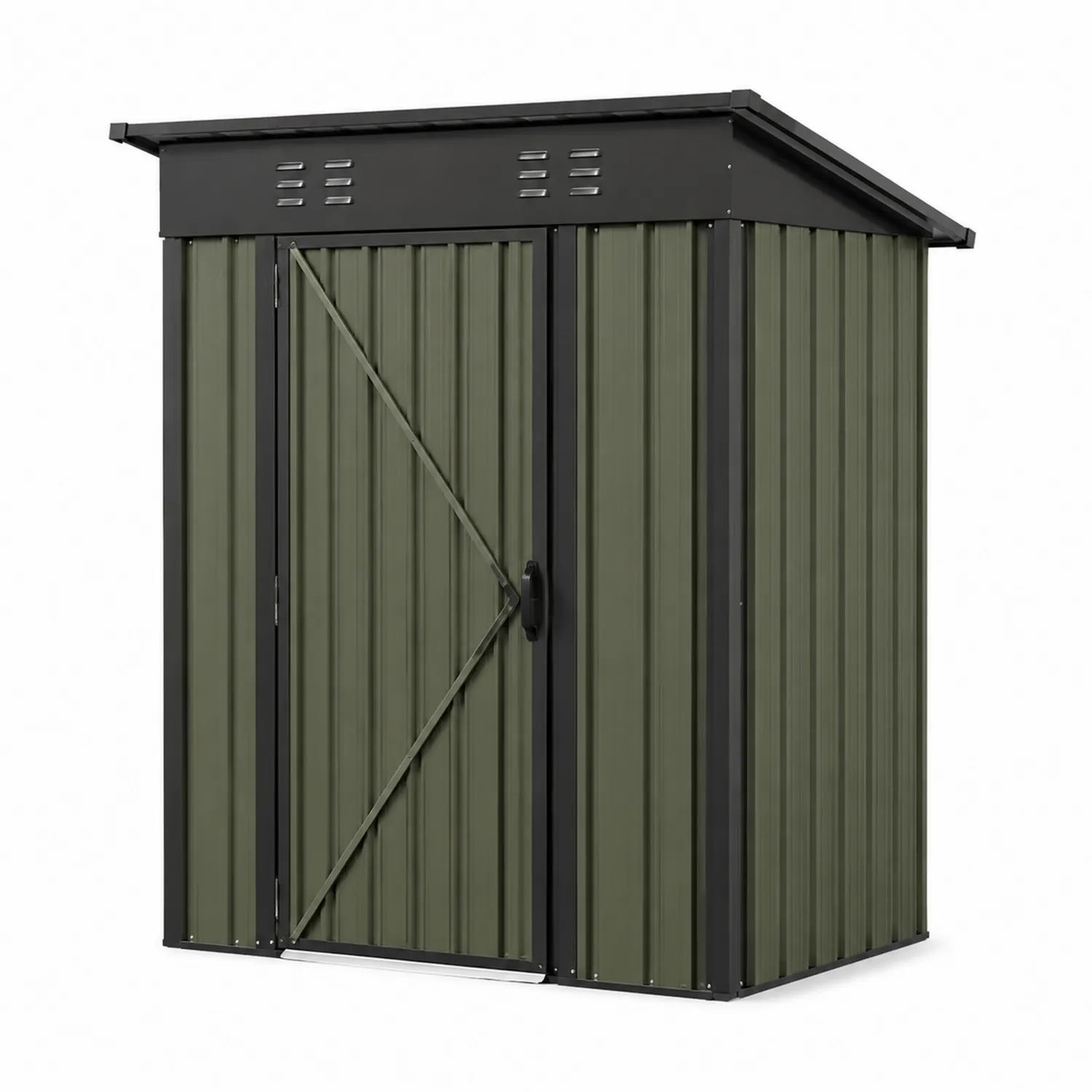 Cobertizo Metálico con Techo Inclinado 195x130x80 cm Verde/Negro-Casabonitaix