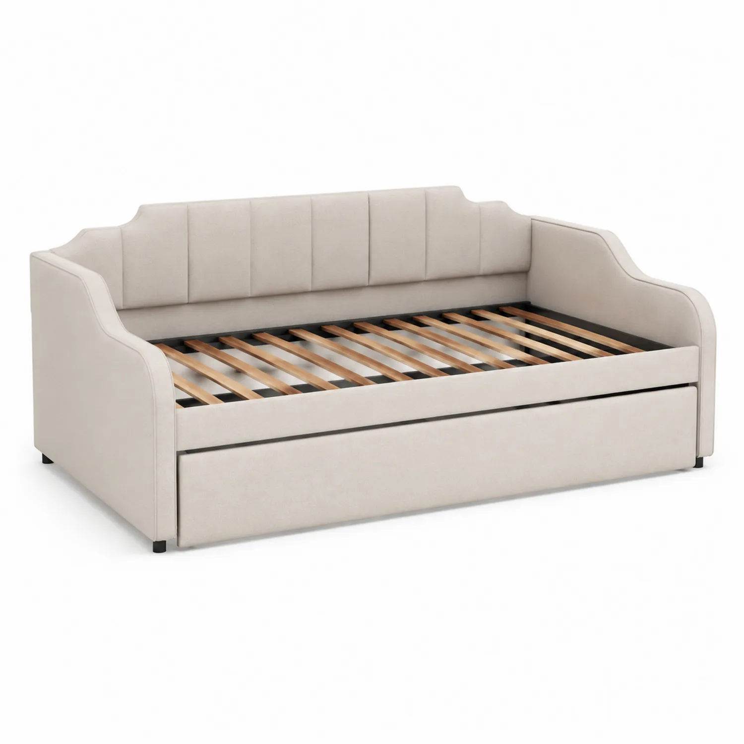 Cama de día con estructura de madera y cajón inferior, color Beige-Casabonitaix