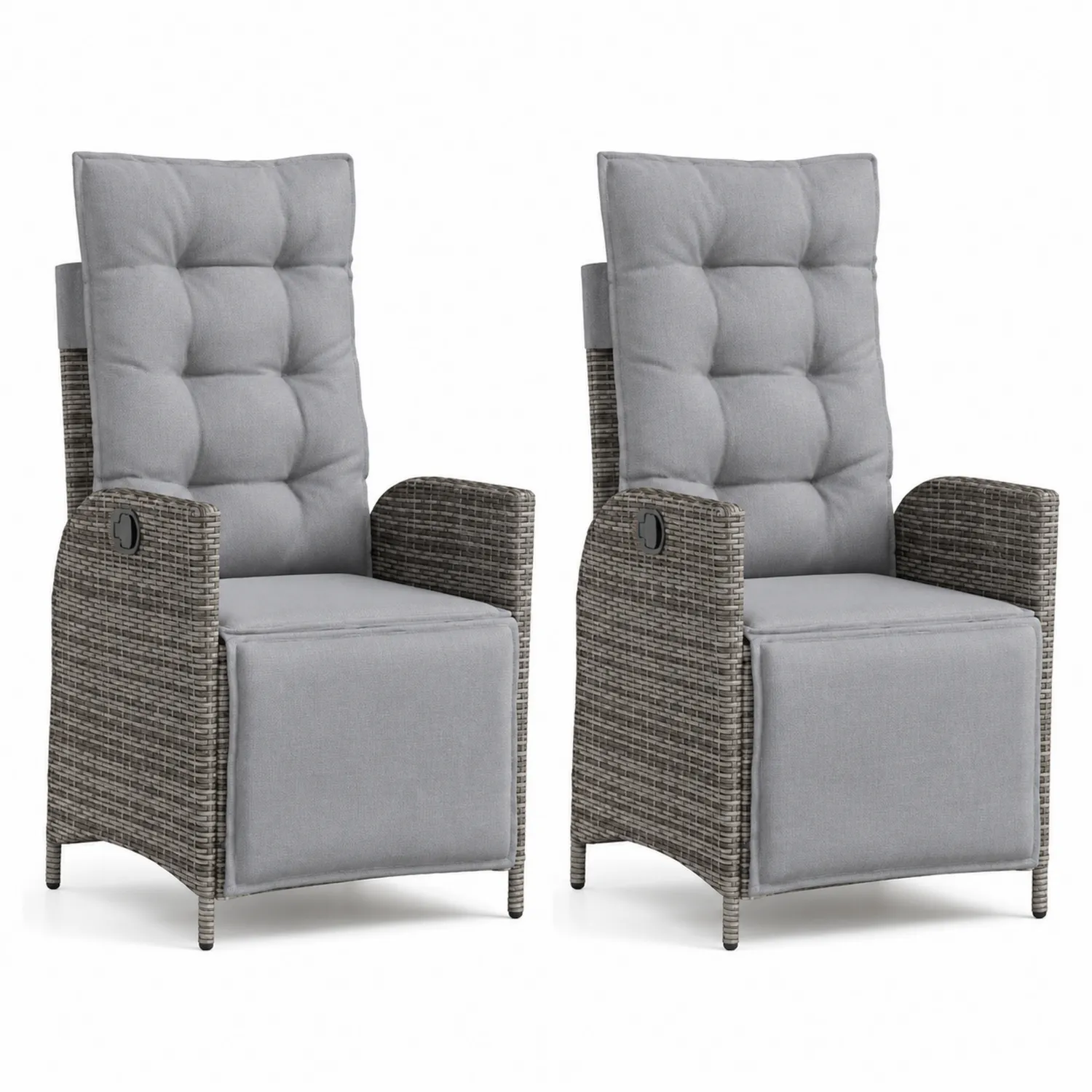 Sillones de Ratán Sintético con Cojines Ajustables Gris, Juego de 2-Casabonitaix