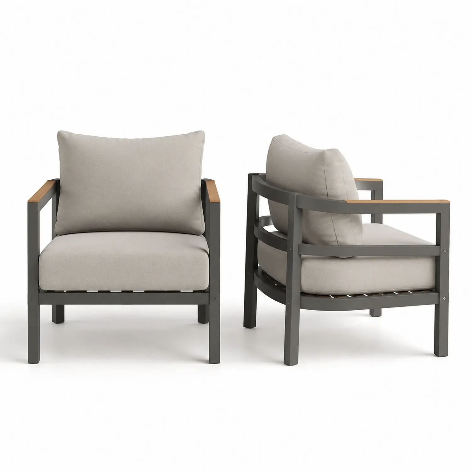 Sillones Club de Aluminio con Cojines Grises-Casabonitaix