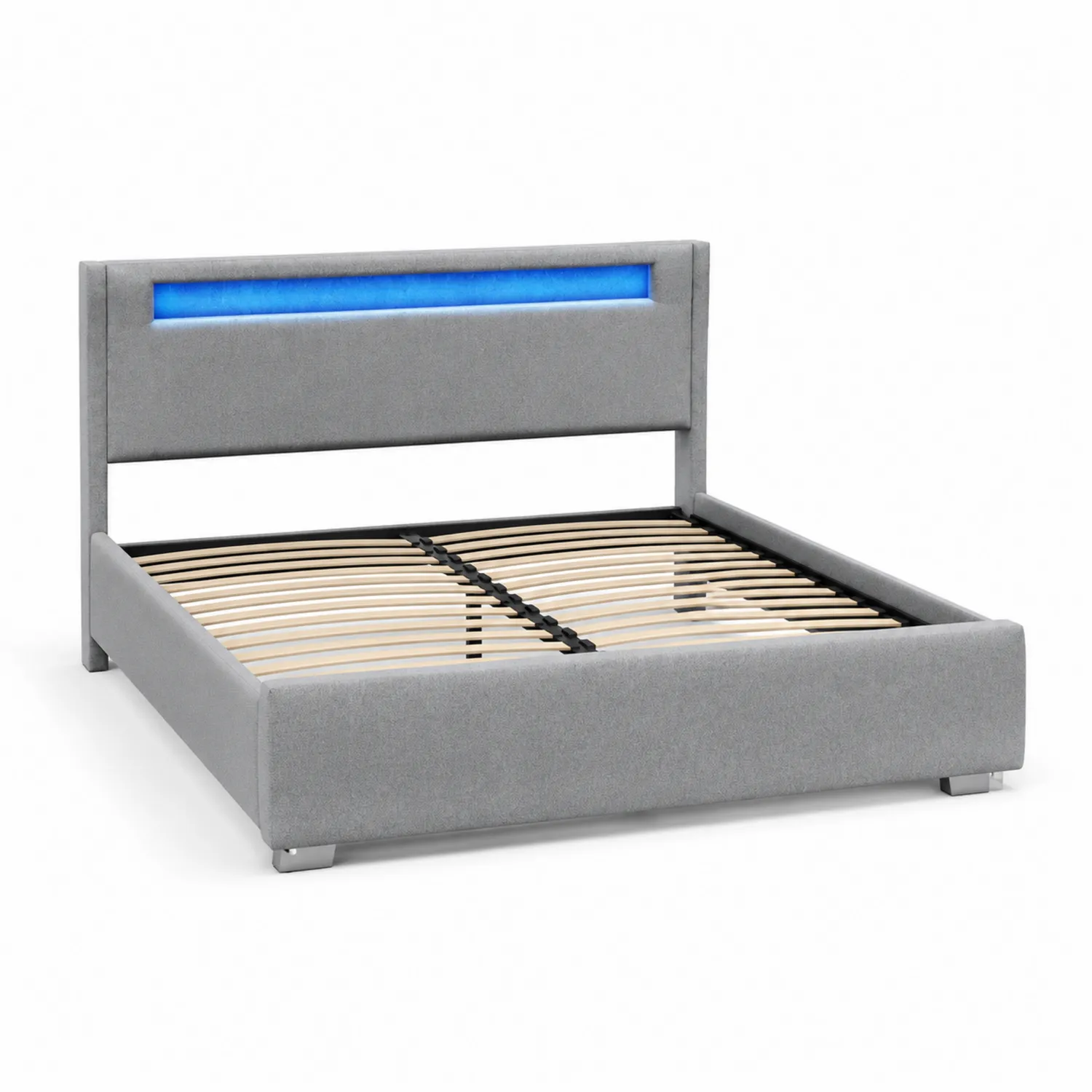 Cama tapizada de tela con LED 200 x 160 cm Gris-Casabonitaix