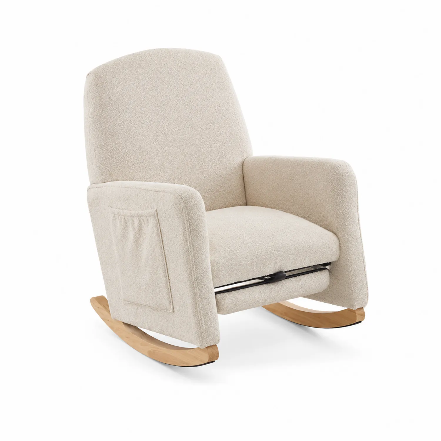 Silla Mecedora de Poliéster Beige con Base de Madera-Casabonitaix