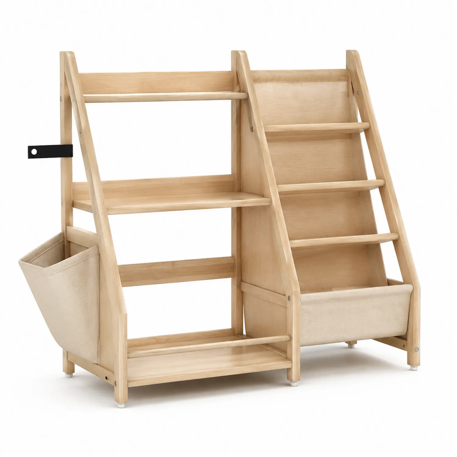 Estantería de madera de haya con compartimentos y bolsa de poliéster 80x40x100 cm-Casabonitaix