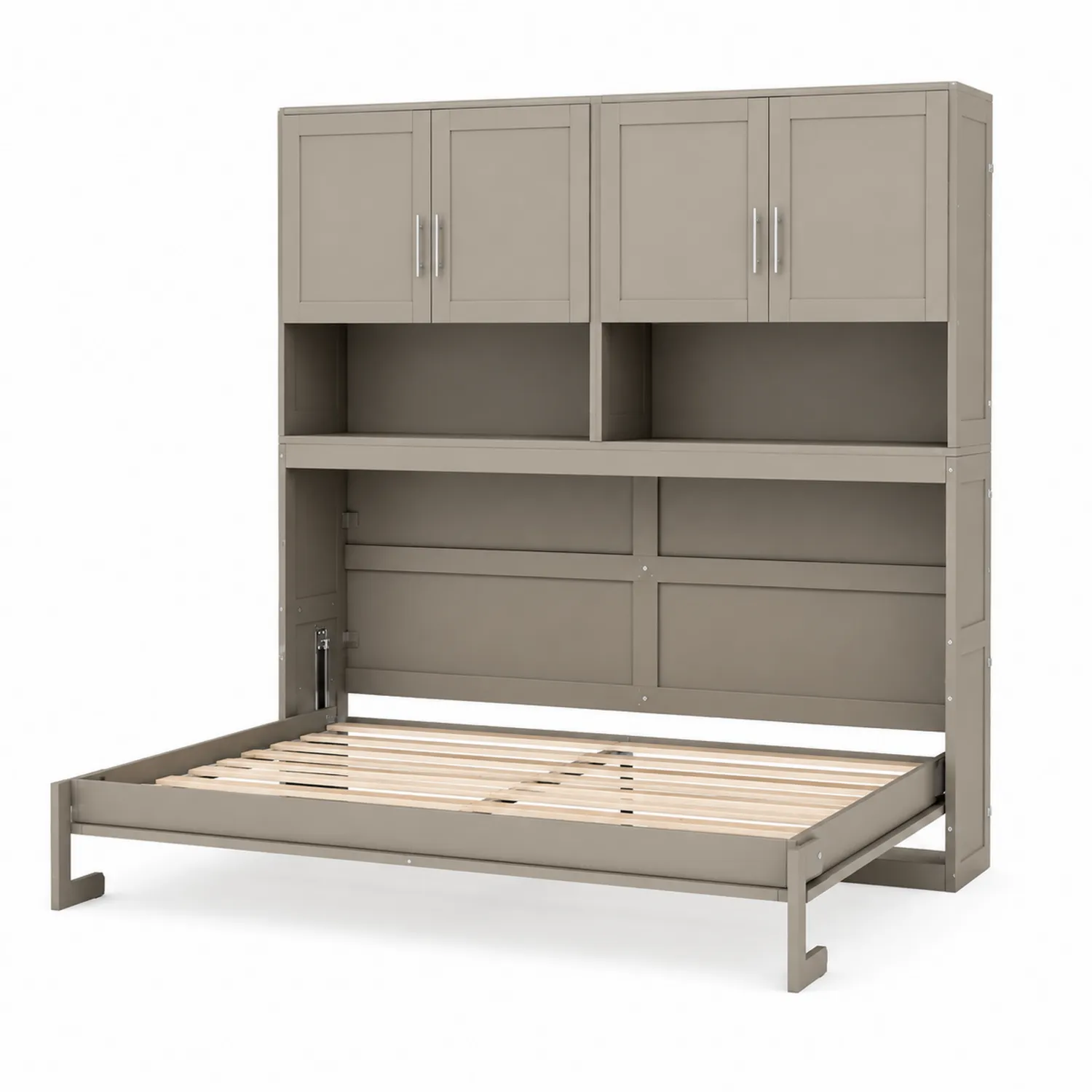 Cama abatible de madera con almacenamiento y armarios Gris 200x90 cm-Casabonitaix