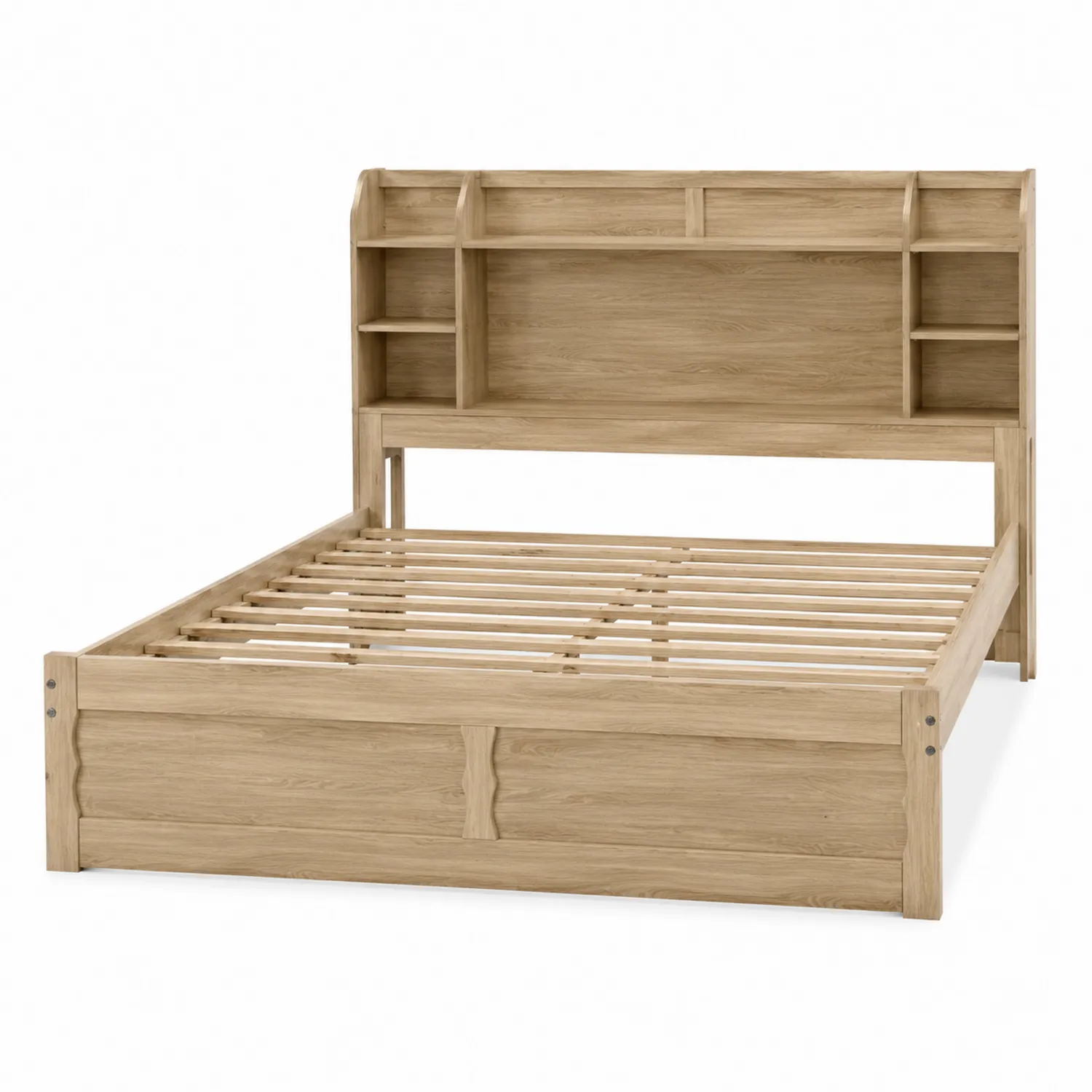 Cama de Madera de Roble con Estantes 200x160 cm-Casabonitaix