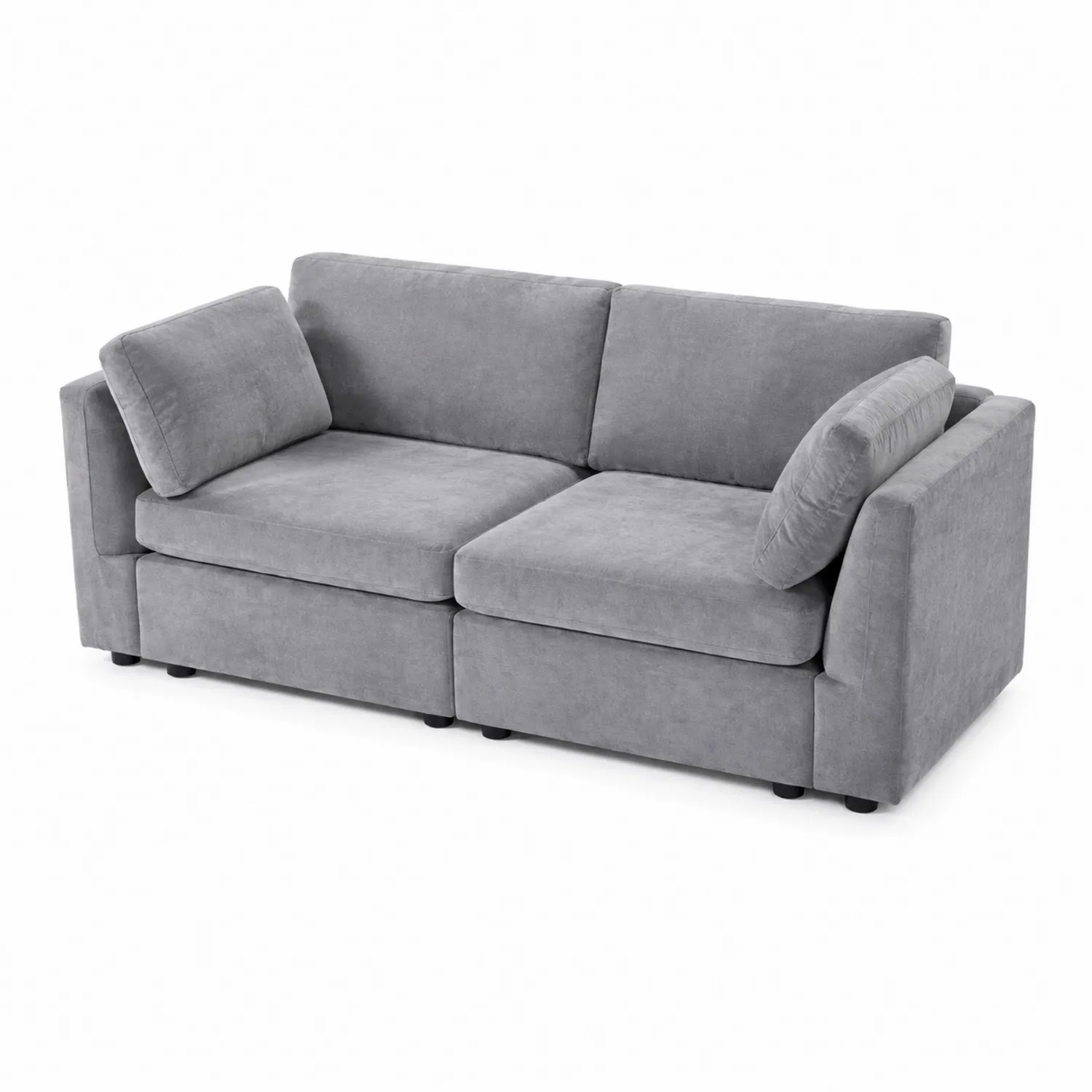 Sofá modular de 2 plazas en tejido de poliéster gris