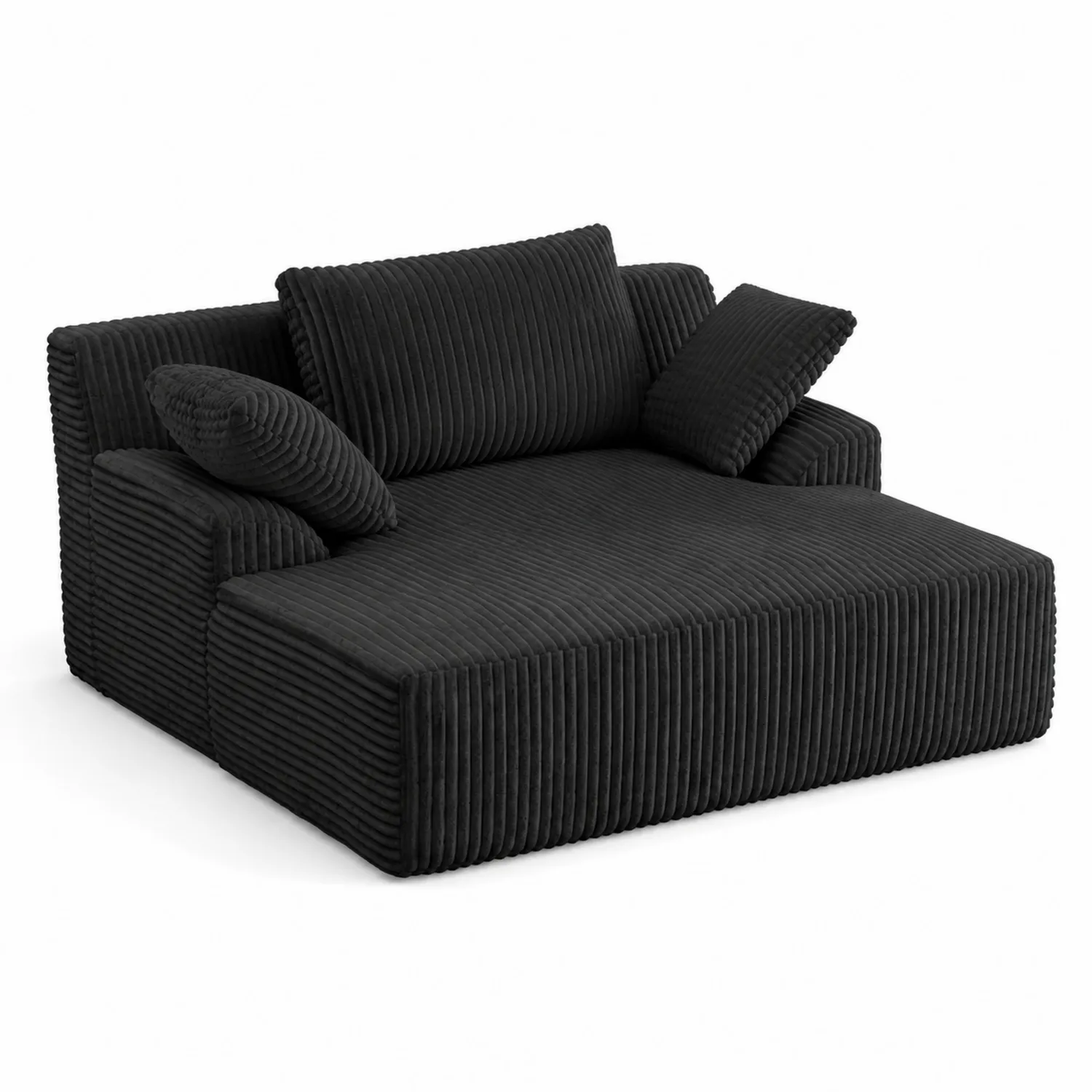 Sofá Modular de Pana Negra con Cojines 160x120x90 cm