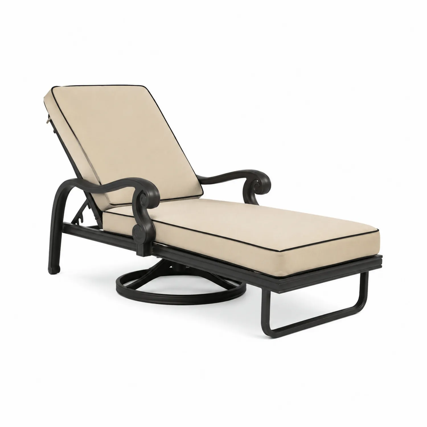 Tumbona de Aluminio con Cojines de Tela Beige