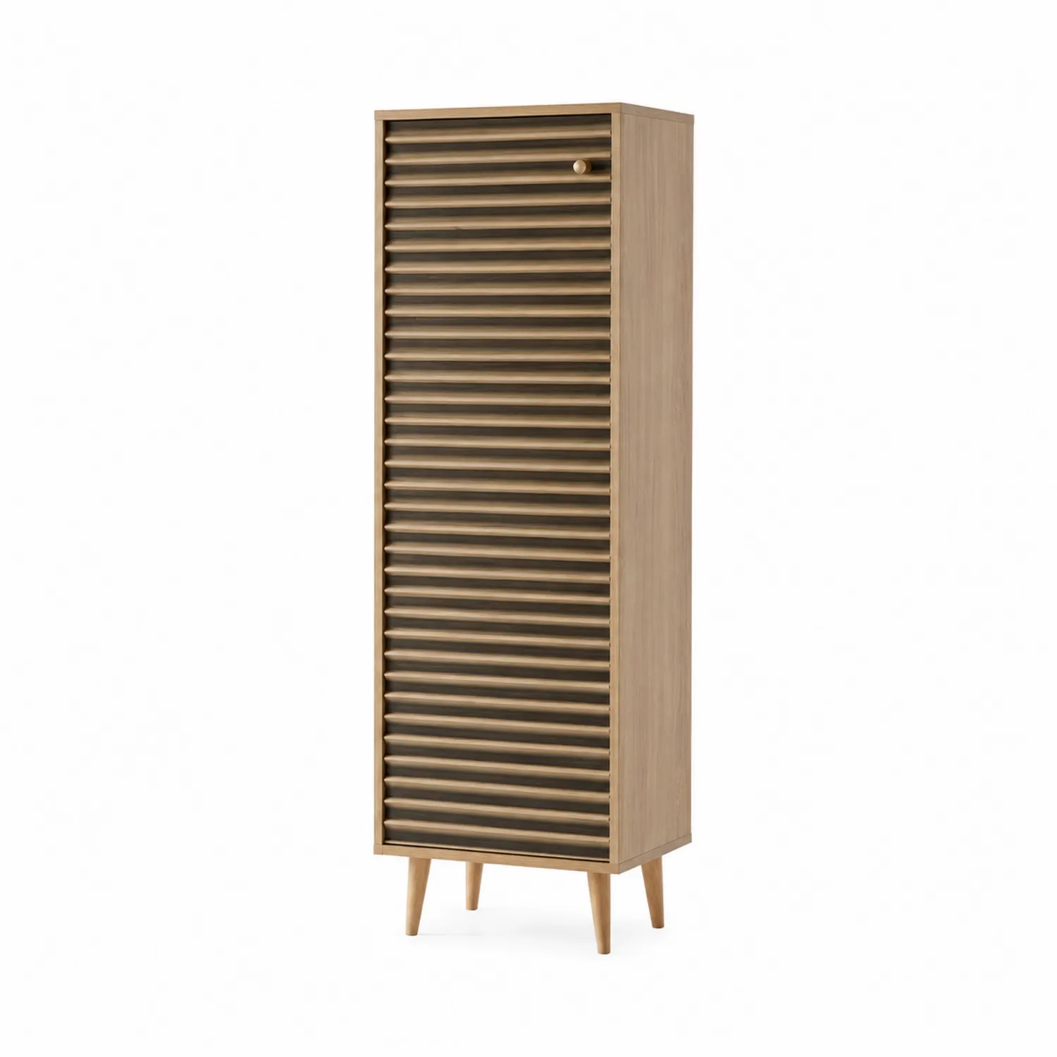 Armario Zapatero de Madera Roble con Puerta Listonada