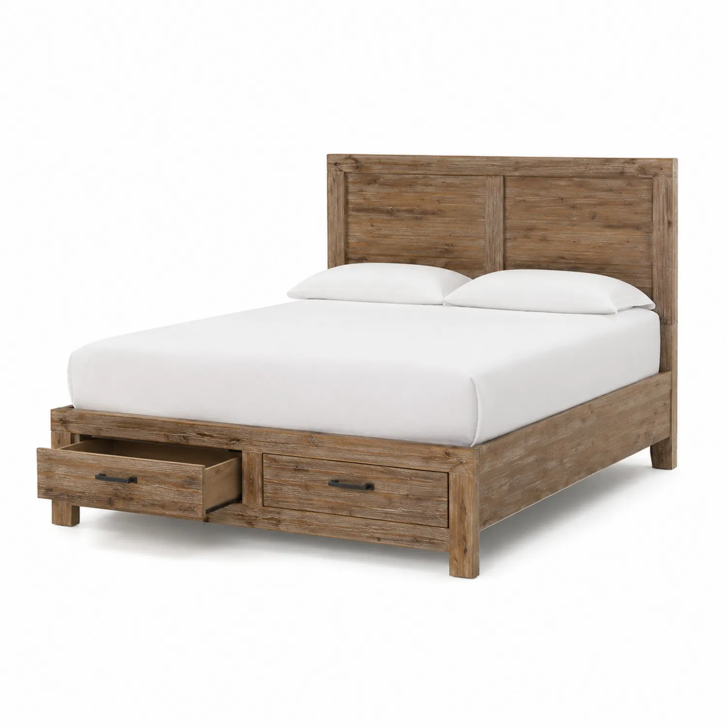 Cama de madera maciza con almacenamiento 200x160 cm Marrón