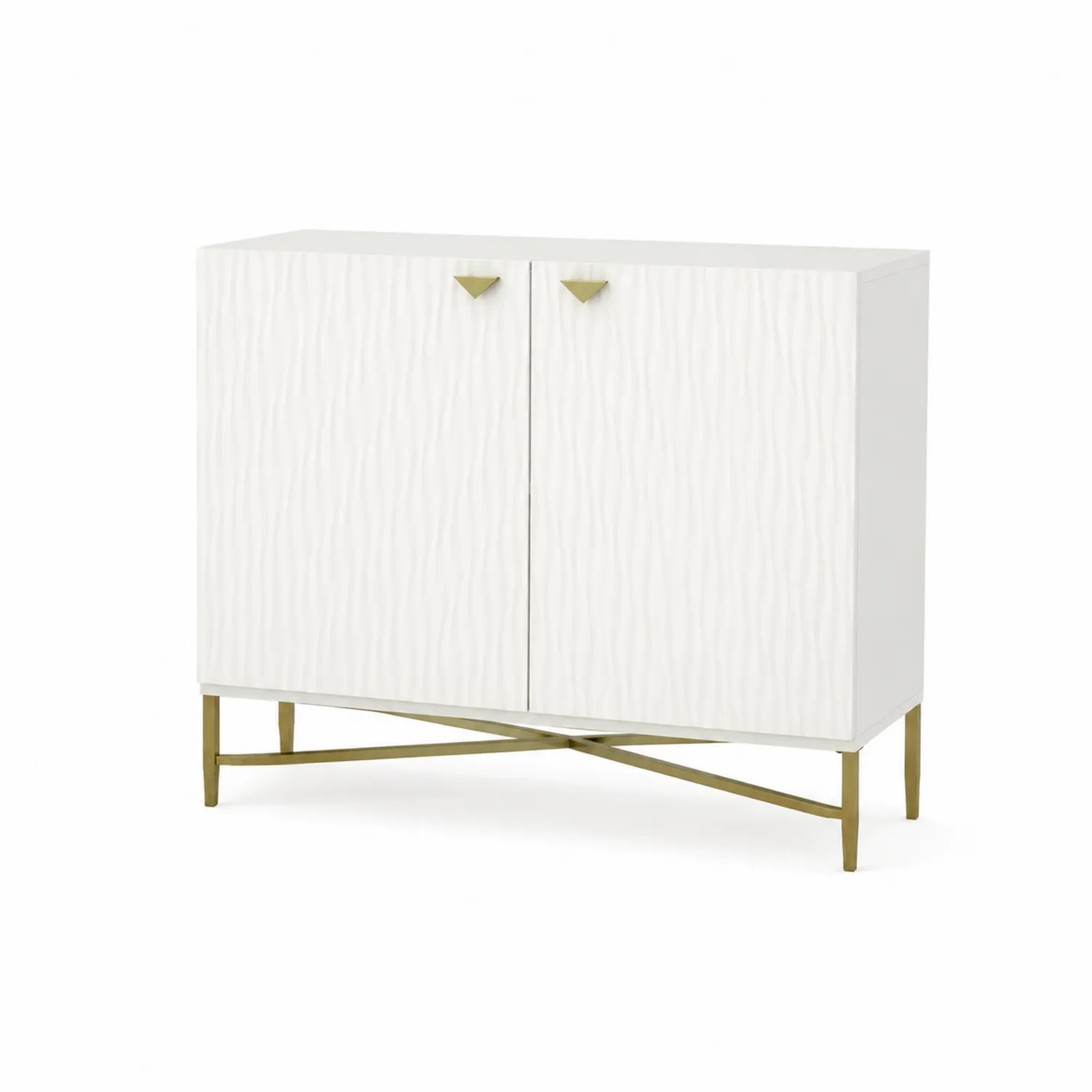 Aparador de Madera MDF Blanco con Patas de Metal Dorado 120 cm