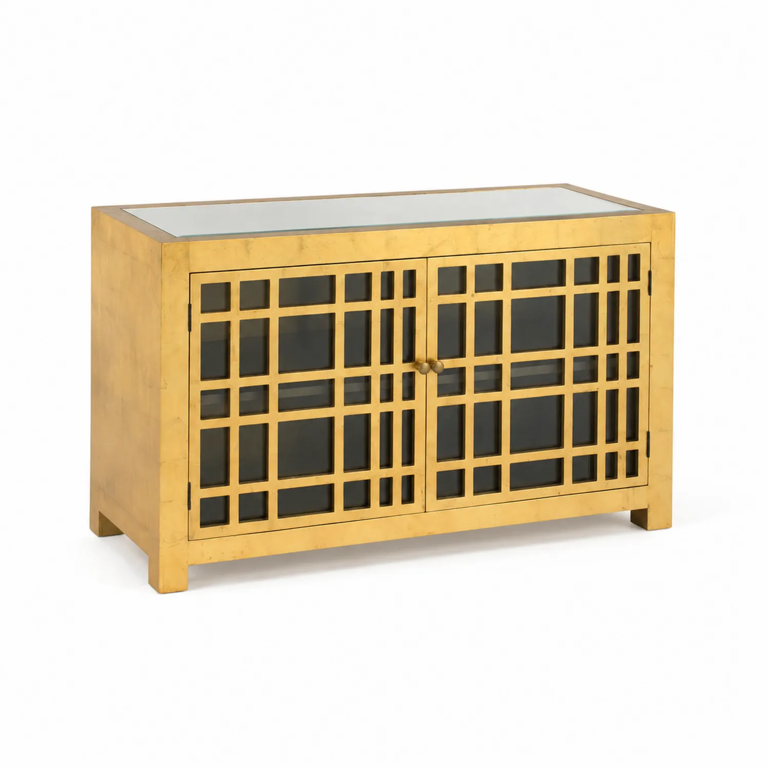 Aparador de Madera con Puertas de Vidrio Templado