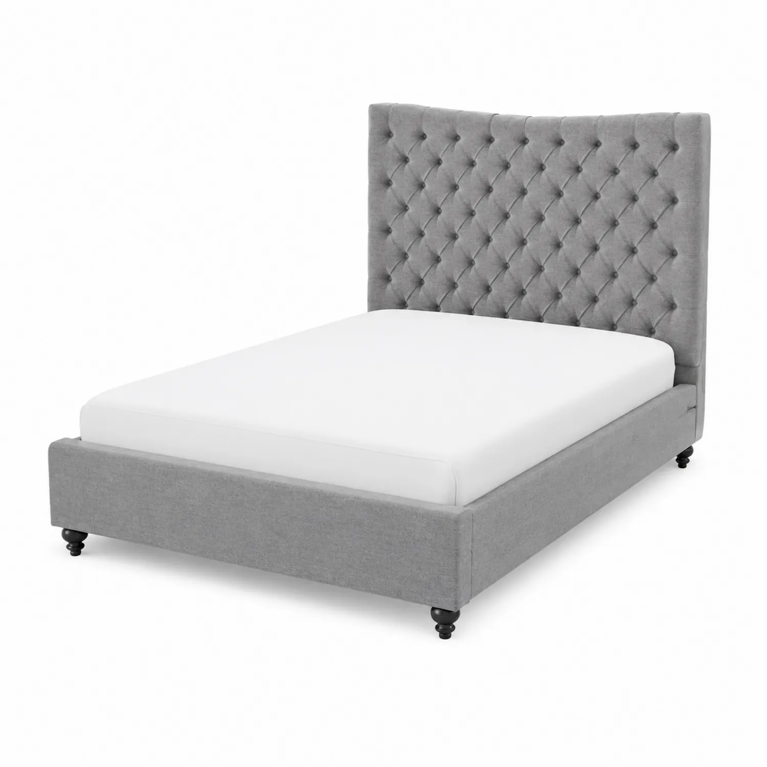 Cama de Tela Gris con Cabecero Acolchado 200x160 cm