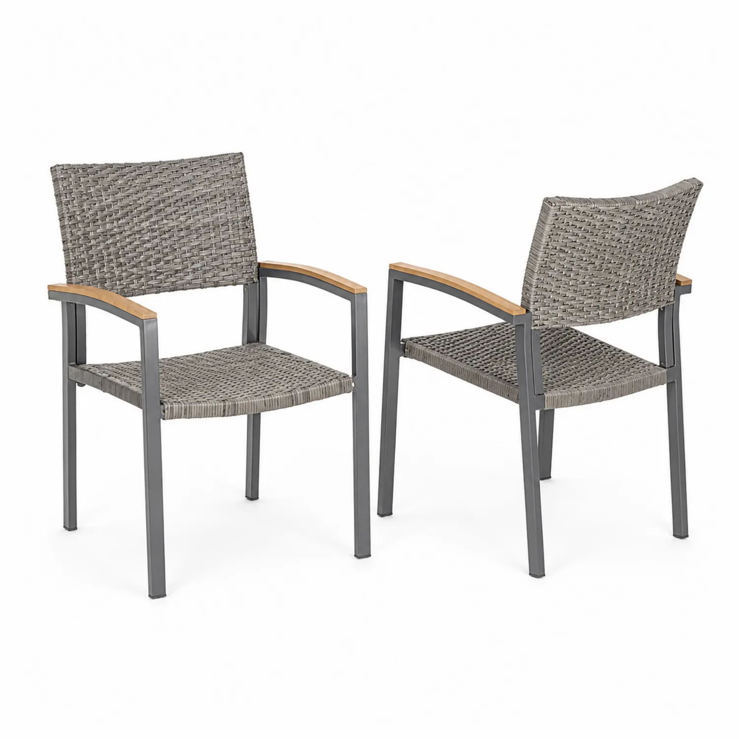 Conjunto de 2 sillas de mimbre sintético con estructura de aluminio