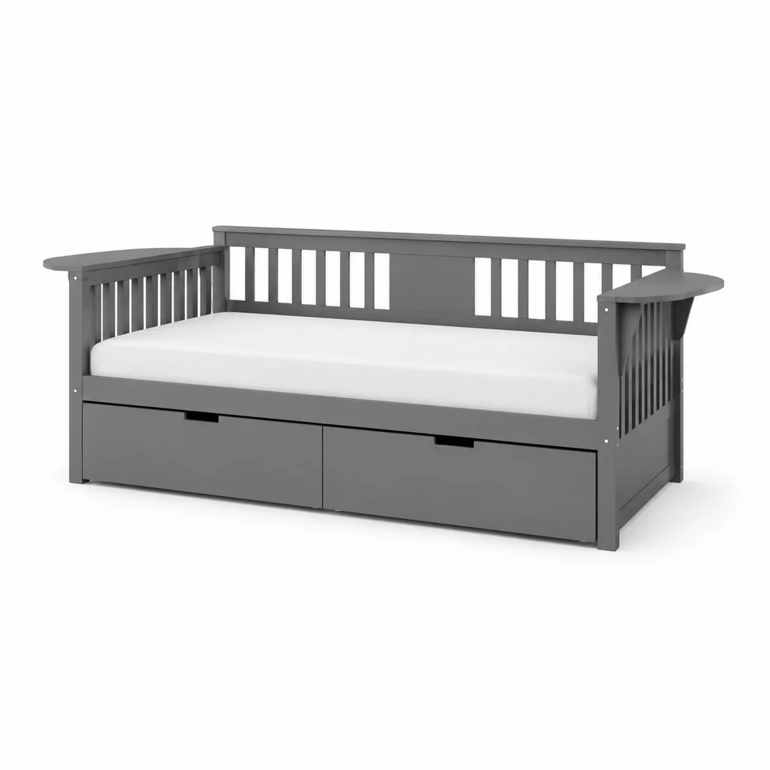 Cama de día de madera de pino con almacenamiento gris 200x90 cm