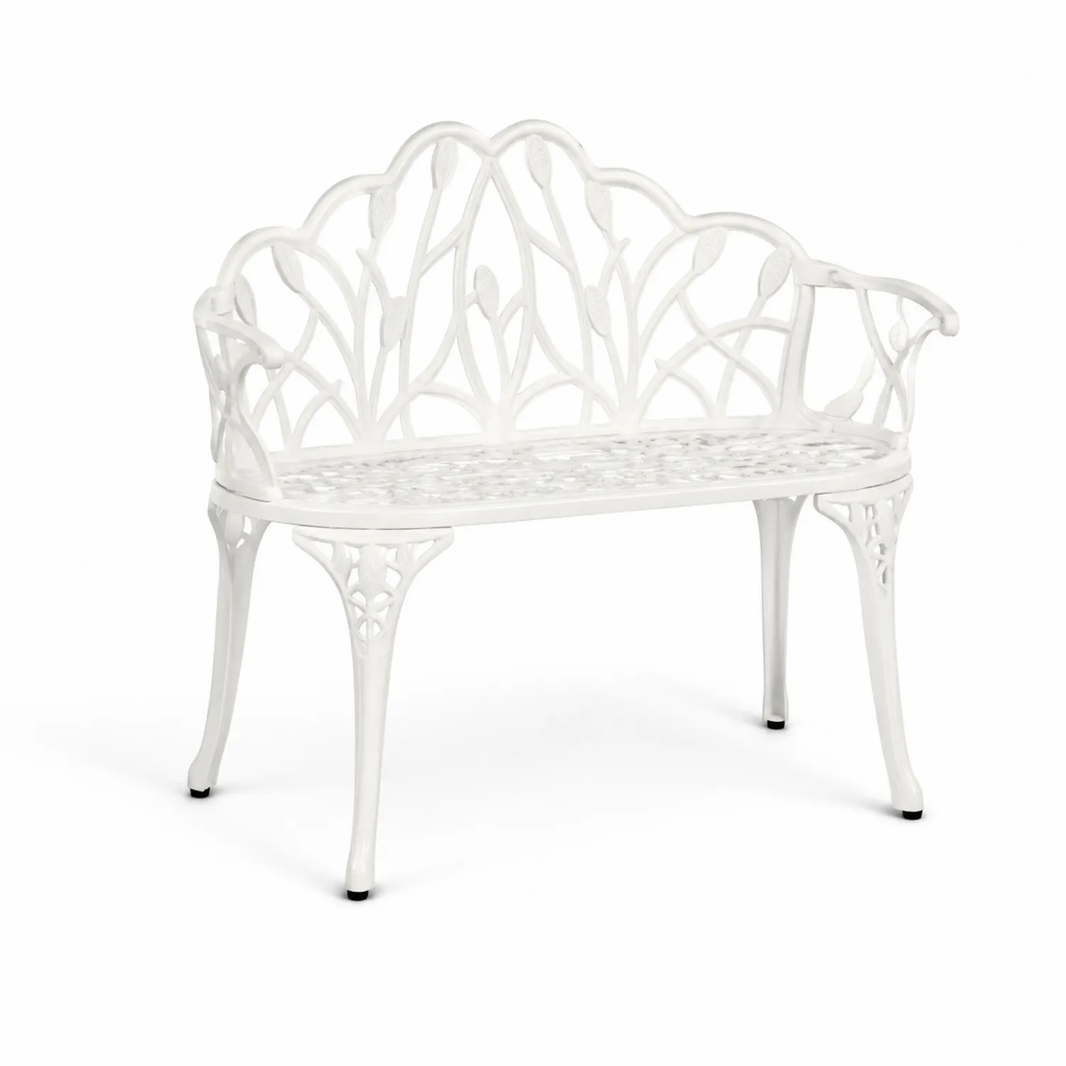 Banco de aluminio fundido blanco 120 cm