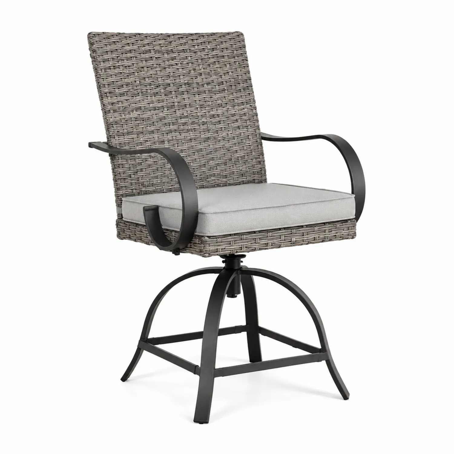 Silla de patio de mimbre y acero con función giratoria