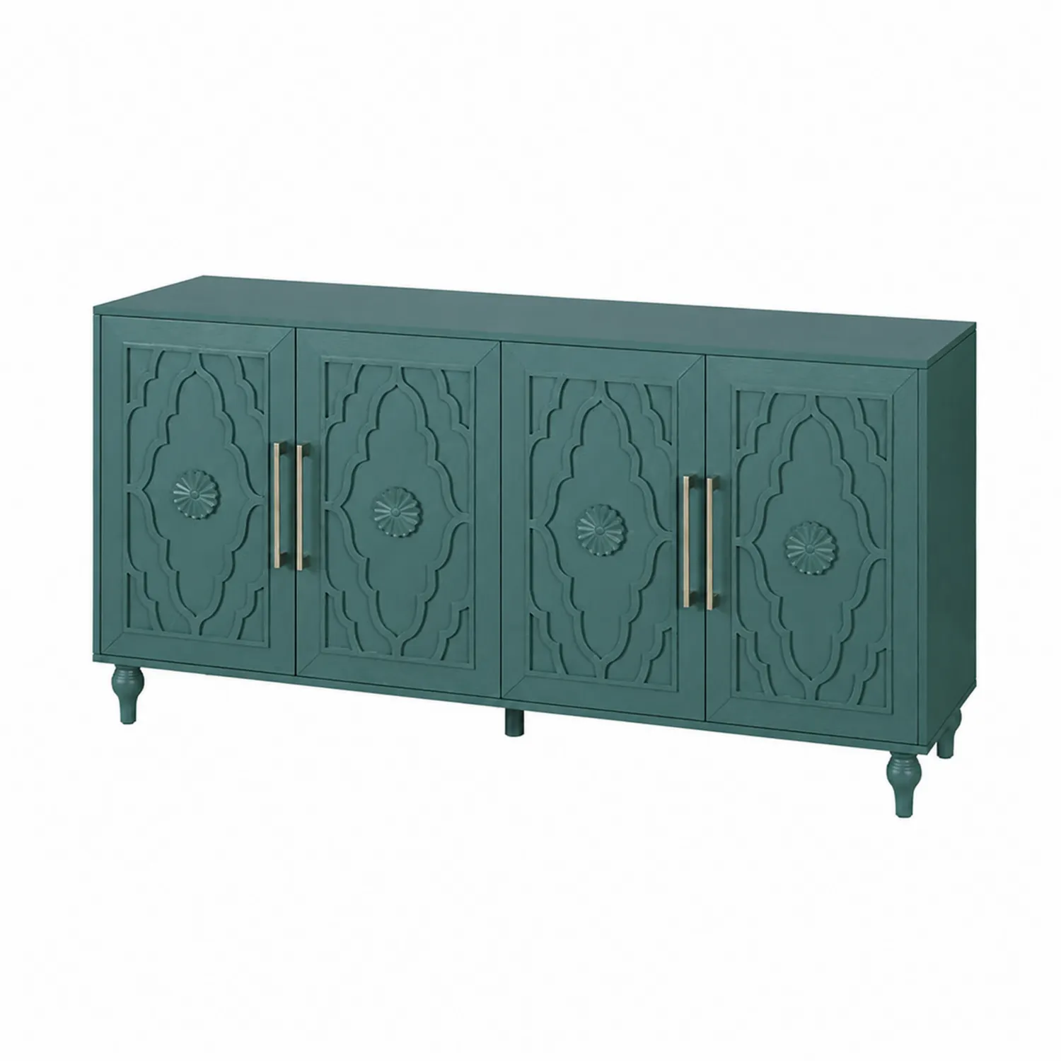 Aparador de Madera MDF Verde con Tiradores de Metal