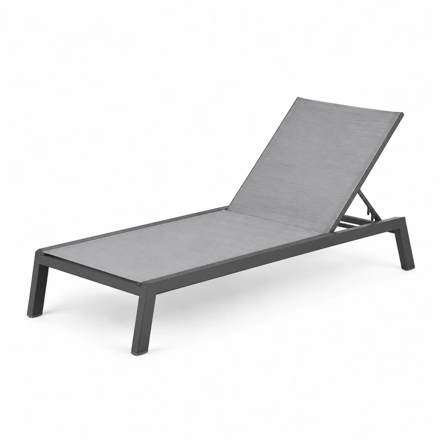 Leżak ogrodowy aluminium tkanina textilene Szary 200x70x30 cm