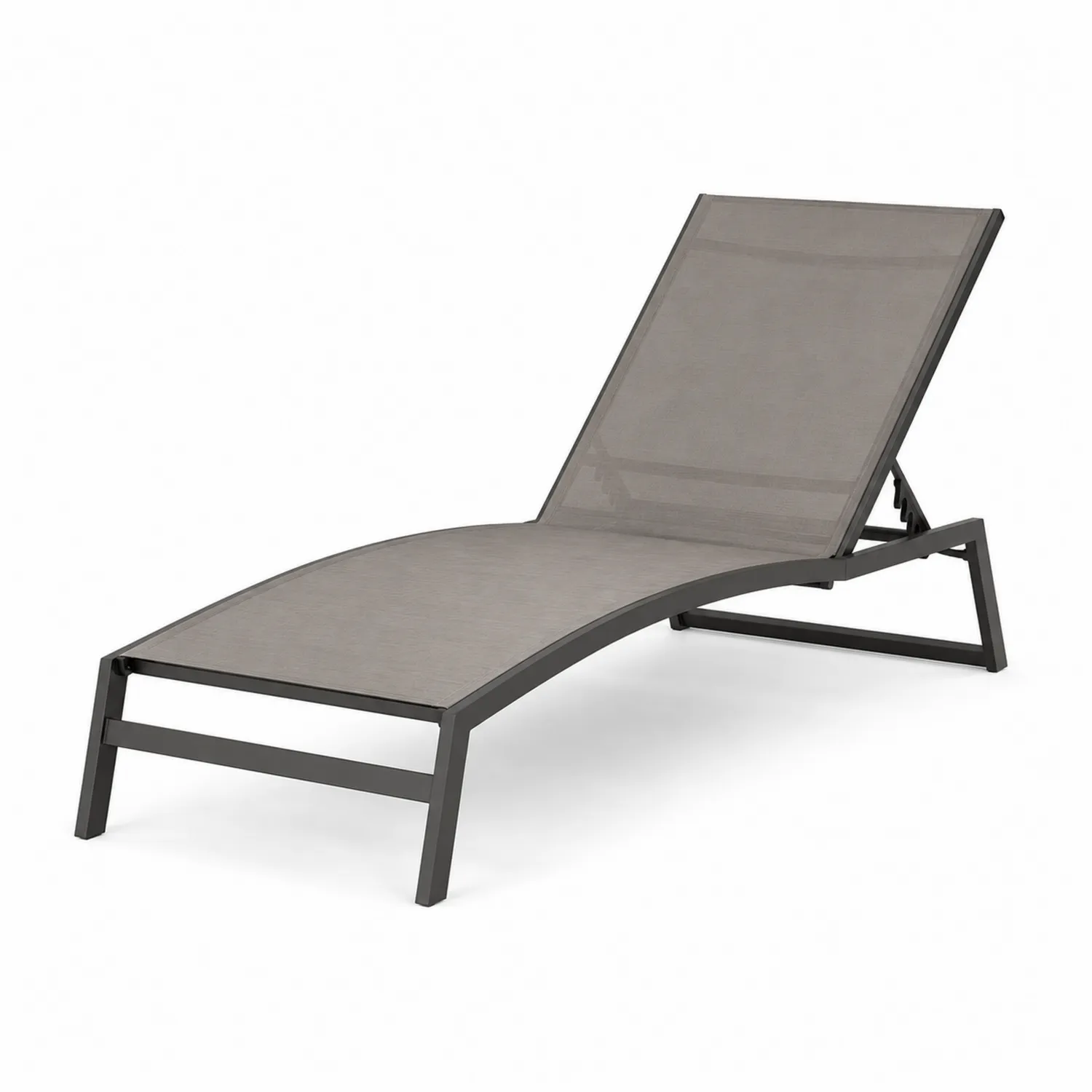 Leżak ogrodowy aluminiowy szary z siedziskiem tekstylnym 190x60x30 cm