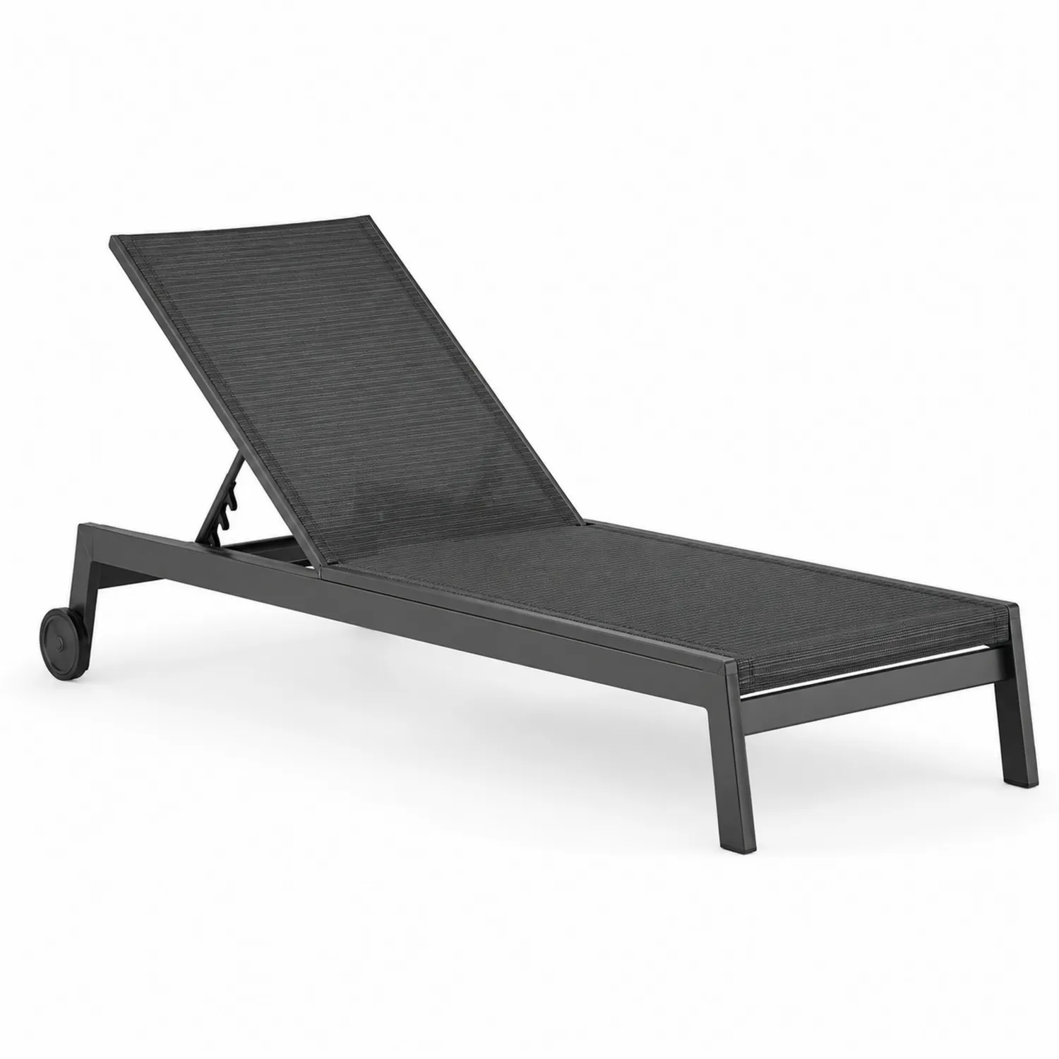 Leżak ogrodowy aluminiowy z regulowanym oparciem Czarny 180x60 cm