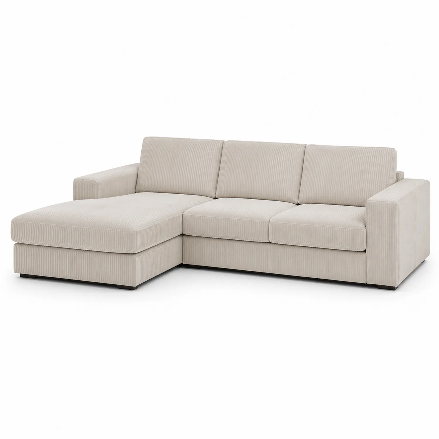 Sofa narożna sztruksowa beżowa L kształt 250x150x90 cm