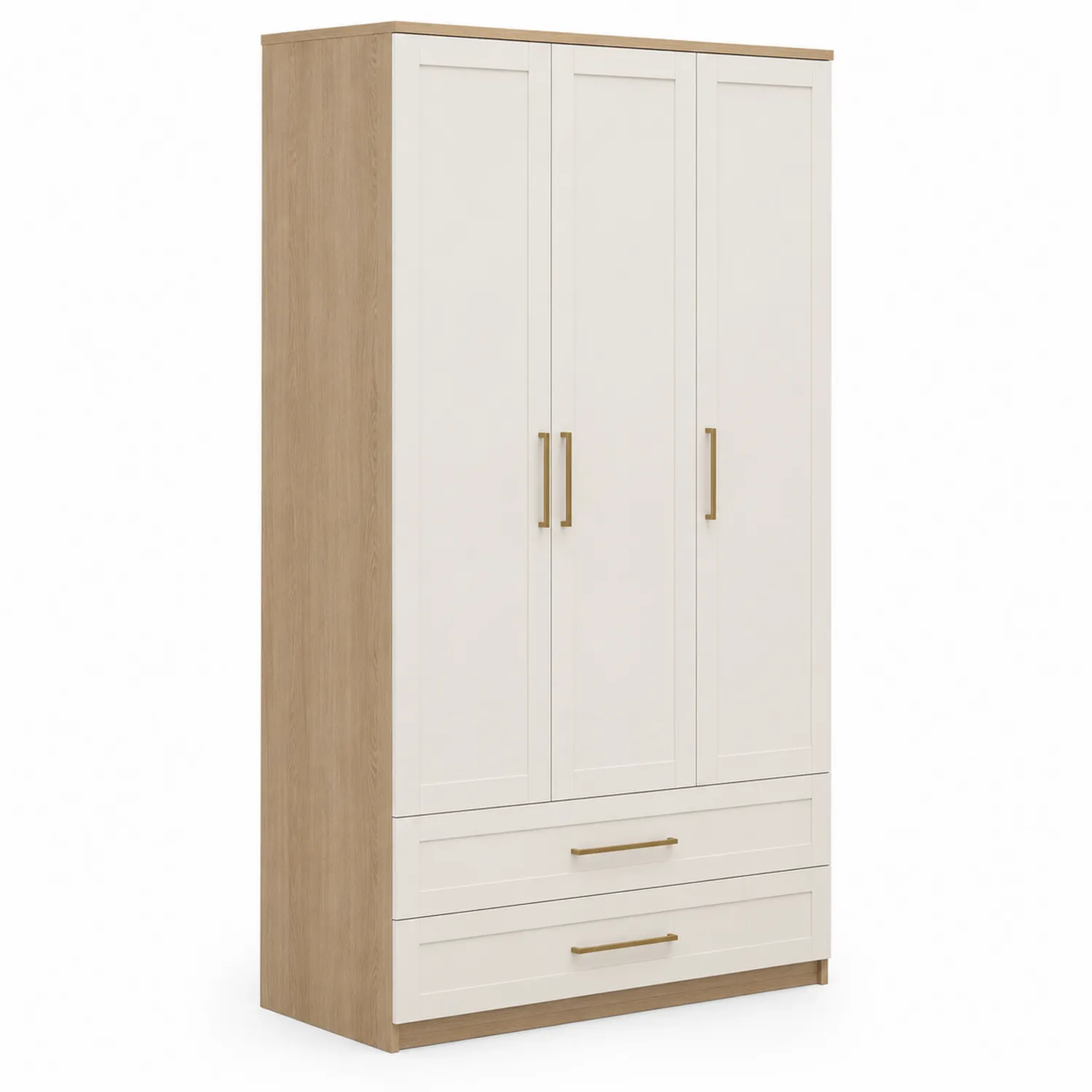 Szafa trzydrzwiowa z szufladami MDF Biały/Dębowy 200x120x60 cm