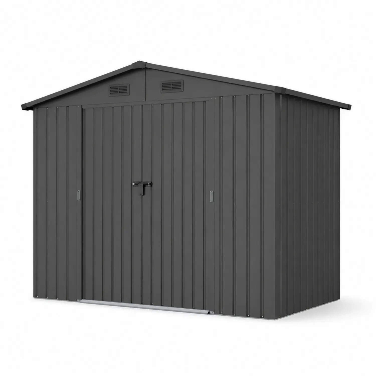 Domek ogrodowy metalowy antracytowy 213 cm x 127 cm x 185 cm