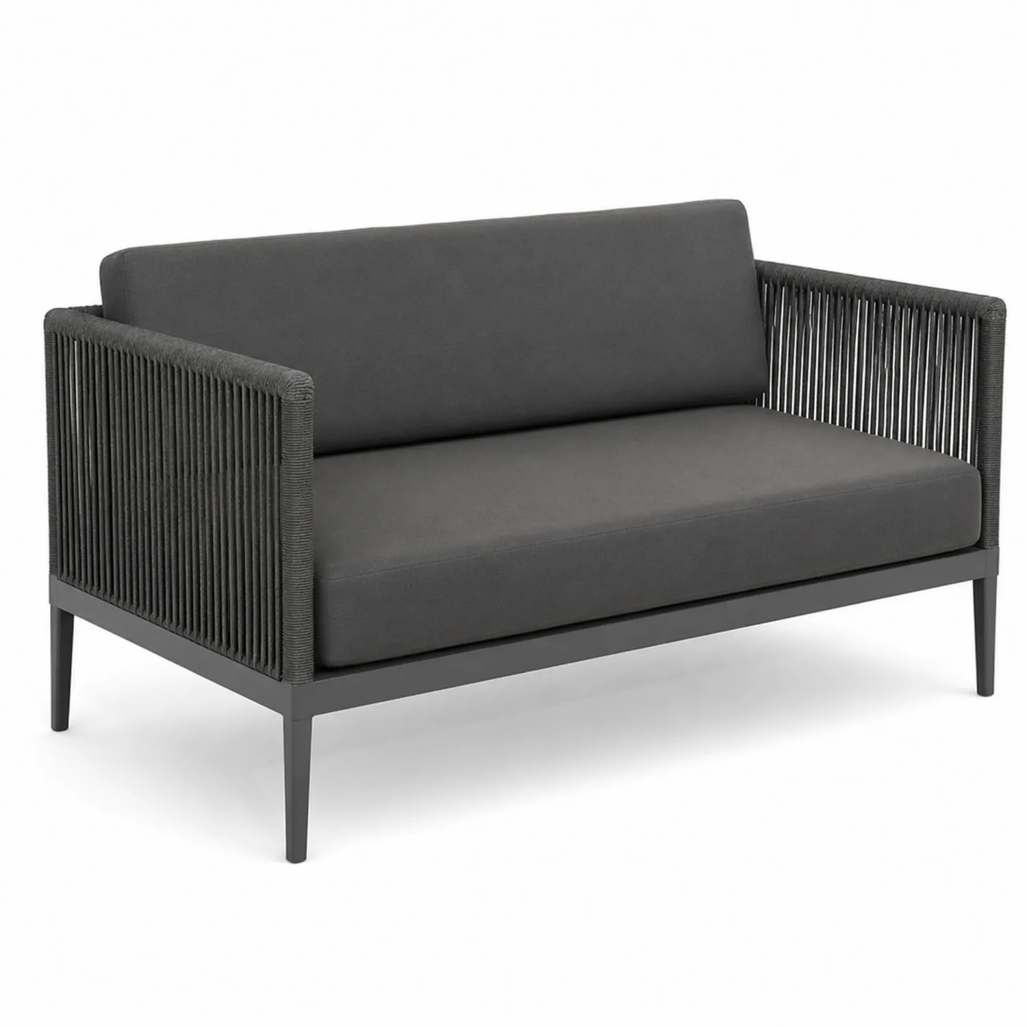 Sofa dwuosobowa z aluminium i poliestrem, Szary