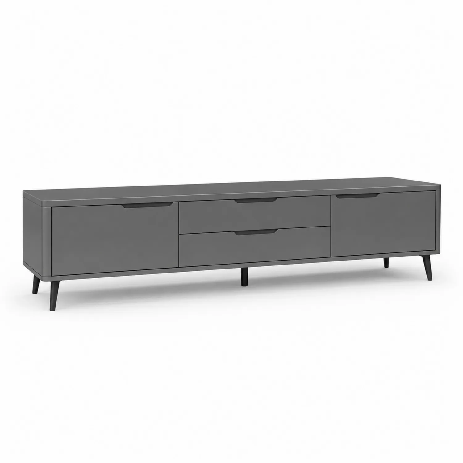 Szafka RTV prostokątna 180 cm MDF szary stal