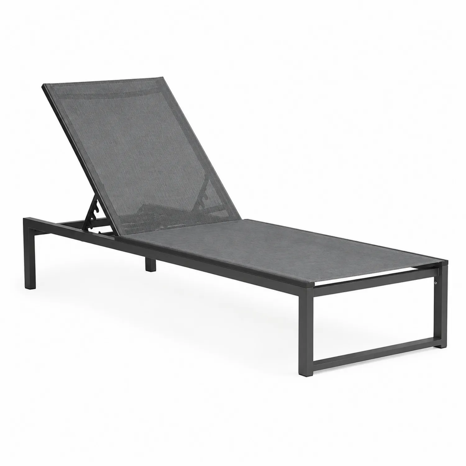 Leżak ogrodowy aluminiowy czarny 200x65x35 cm