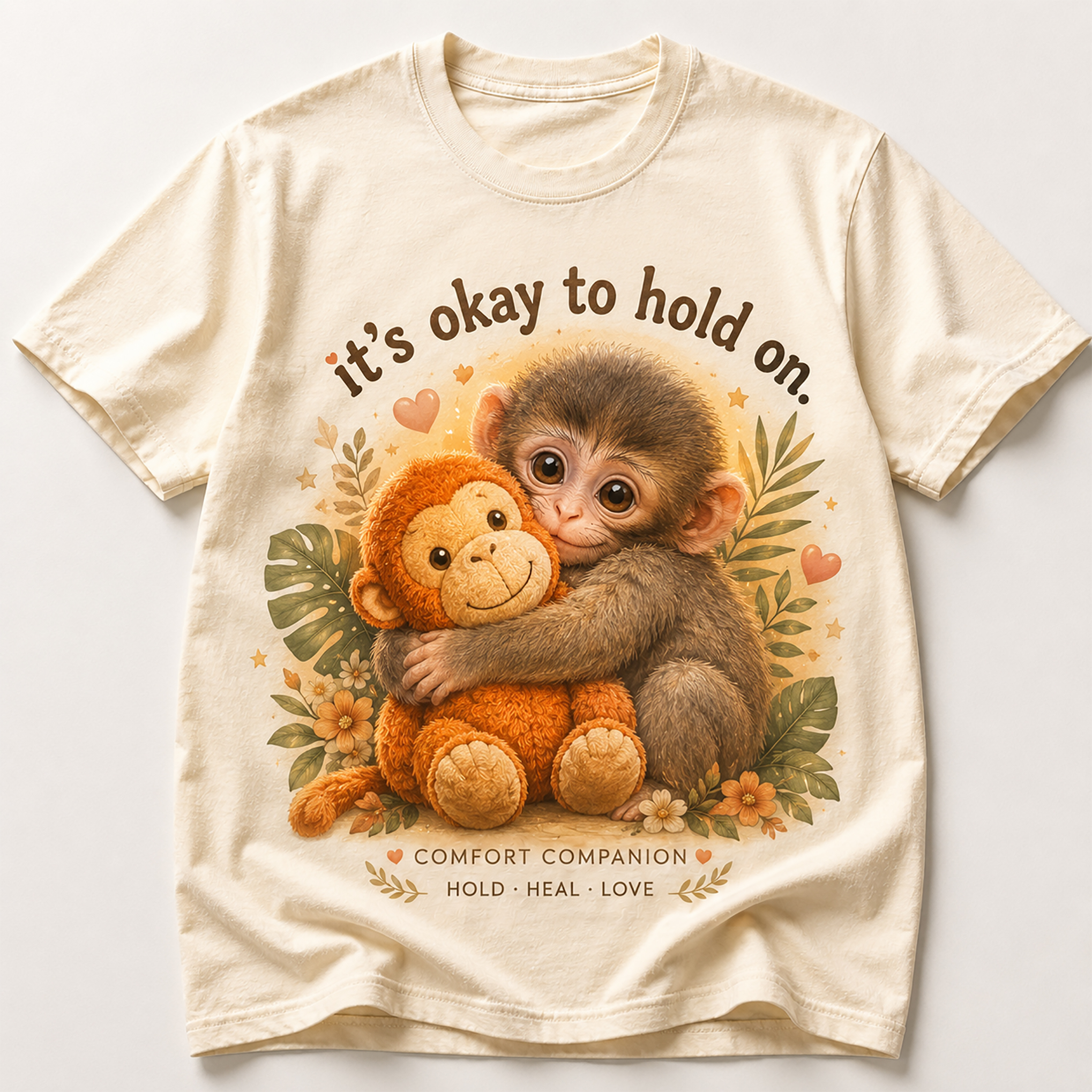 Cute Monkey Hug Commemorative T-Shirt