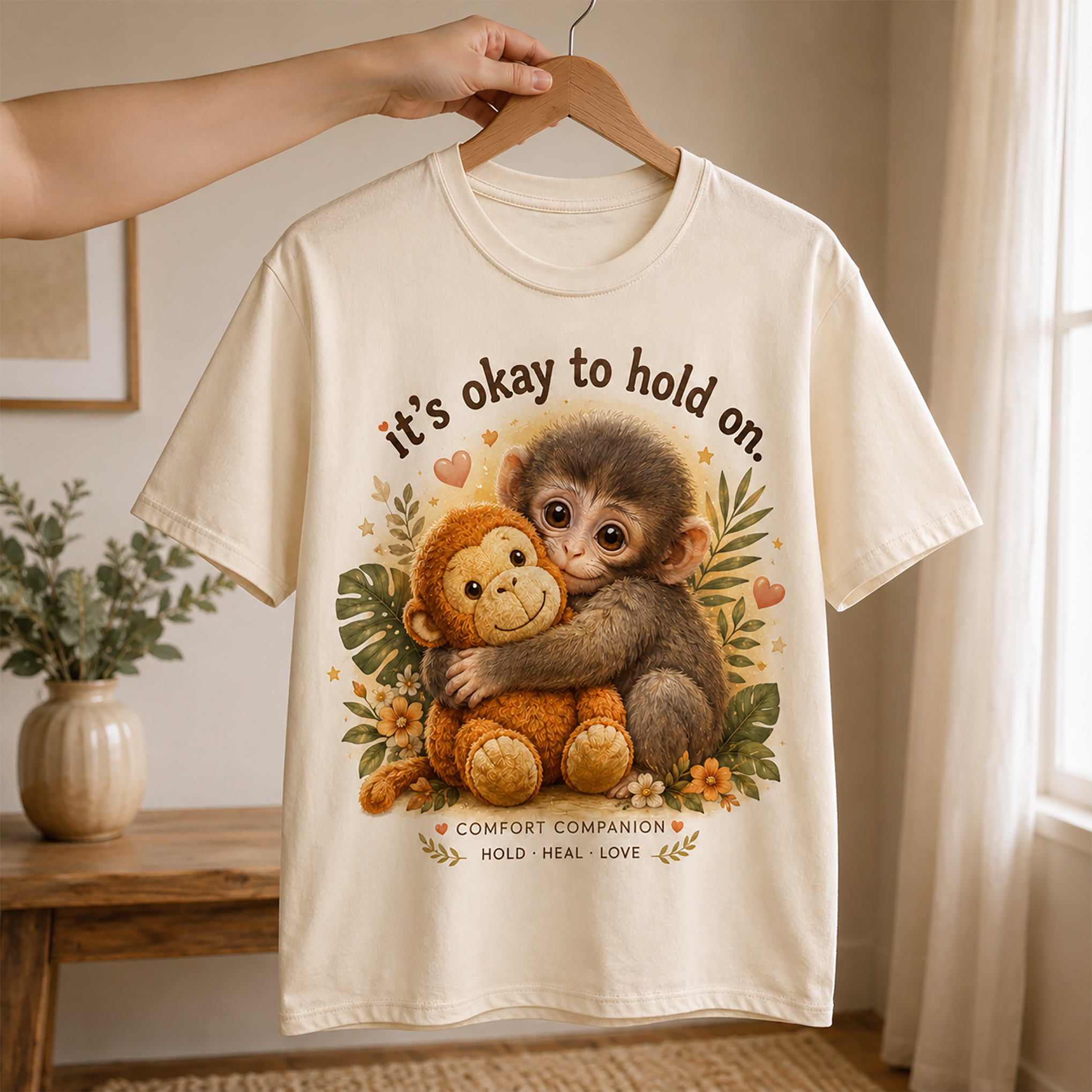 Cute Monkey Hug Commemorative T-Shirt