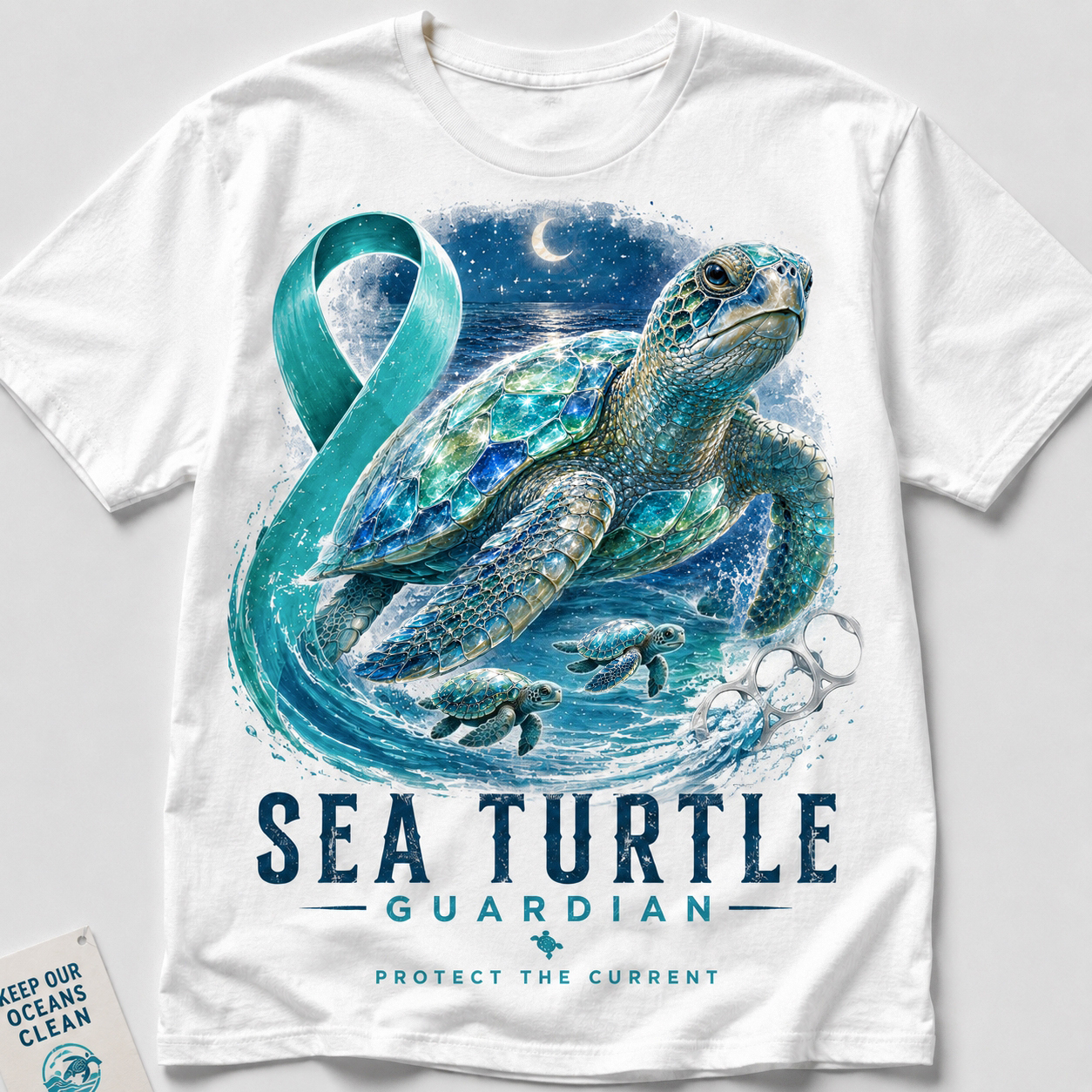 Sea Turtle Guardian Ocean Conservation Graphic T-Shirt