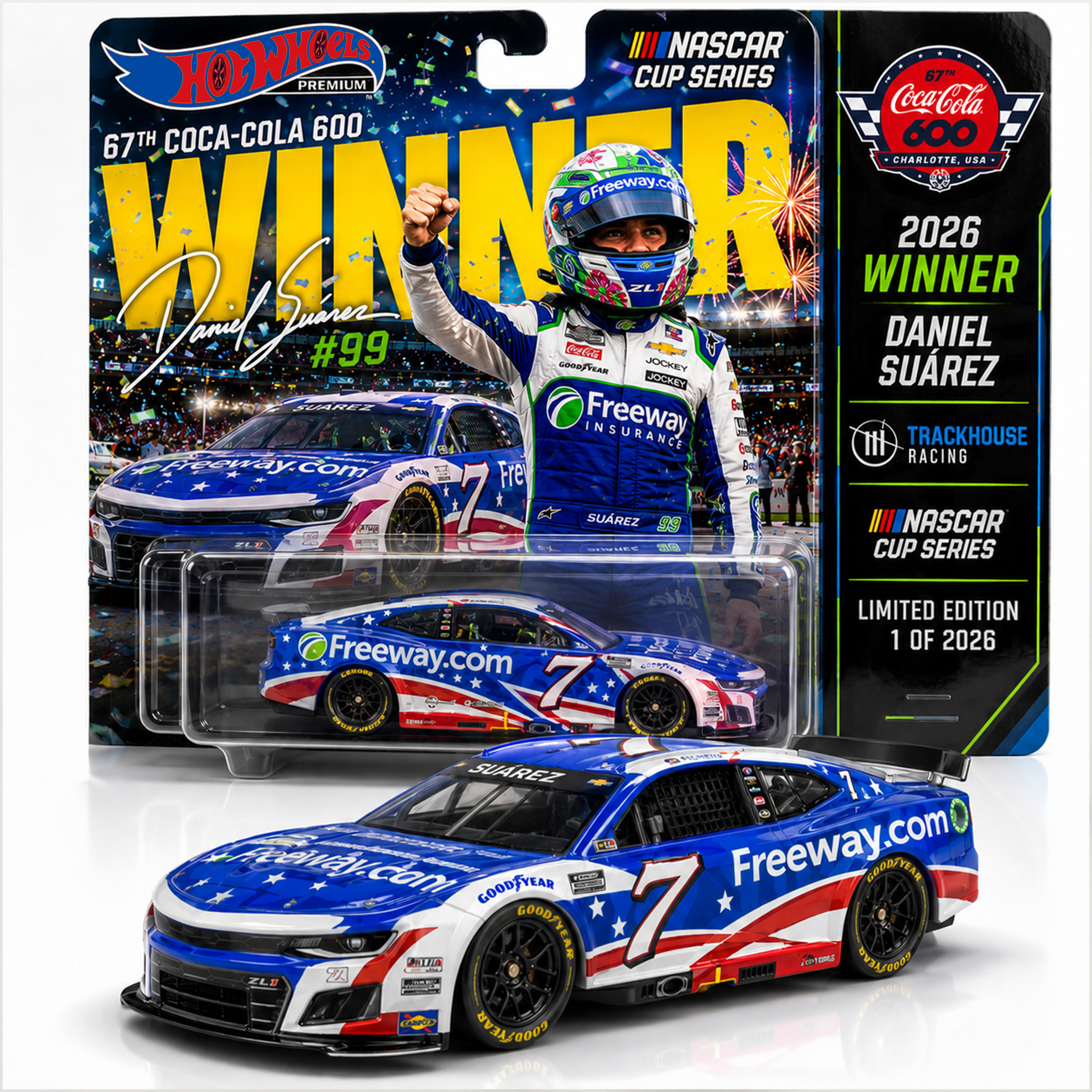 Premium × NASCAR Daniel Suárez Coca-Cola 600 WINNER  Edition Firewheel