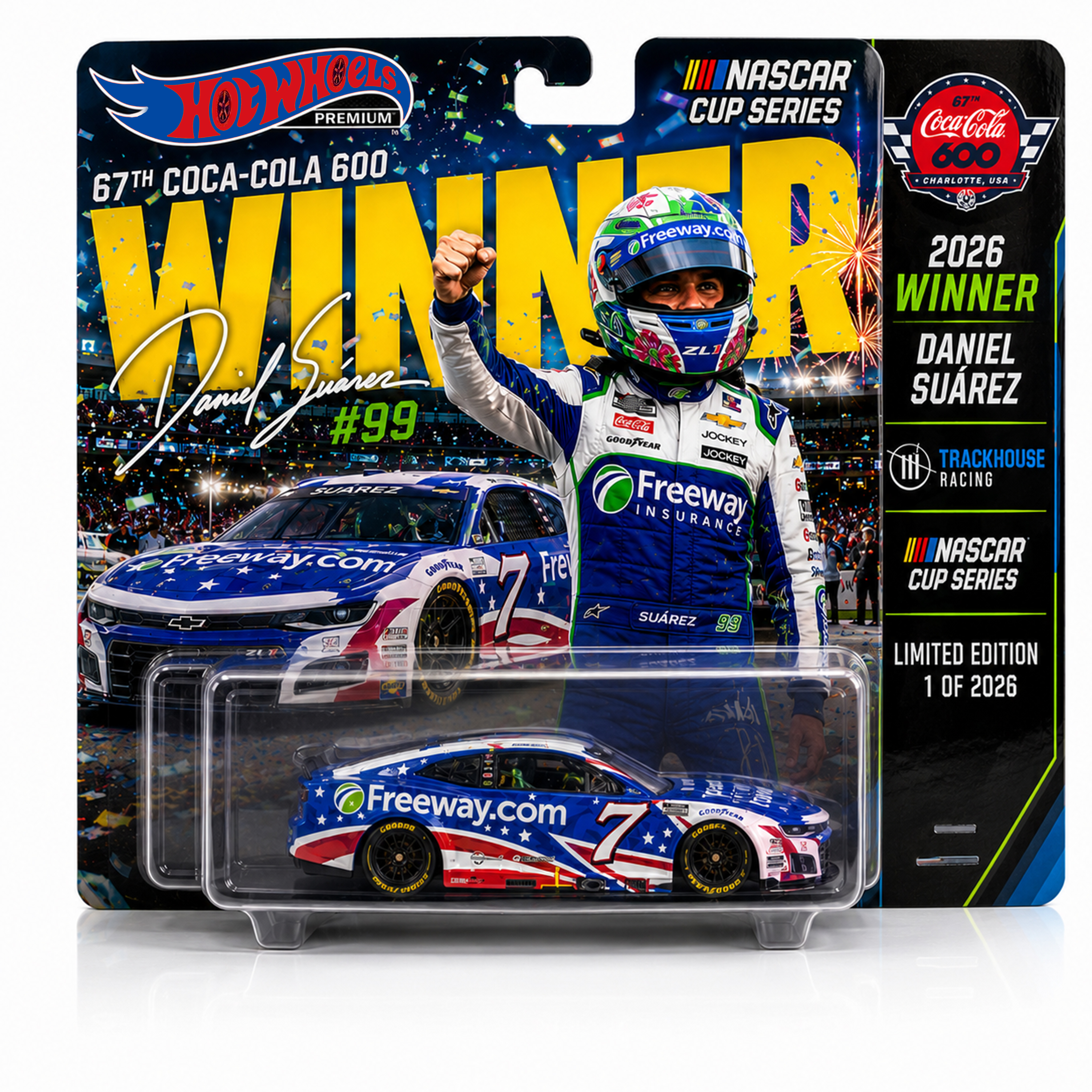 Premium × NASCAR Daniel Suárez Coca-Cola 600 WINNER  Edition Firewheel