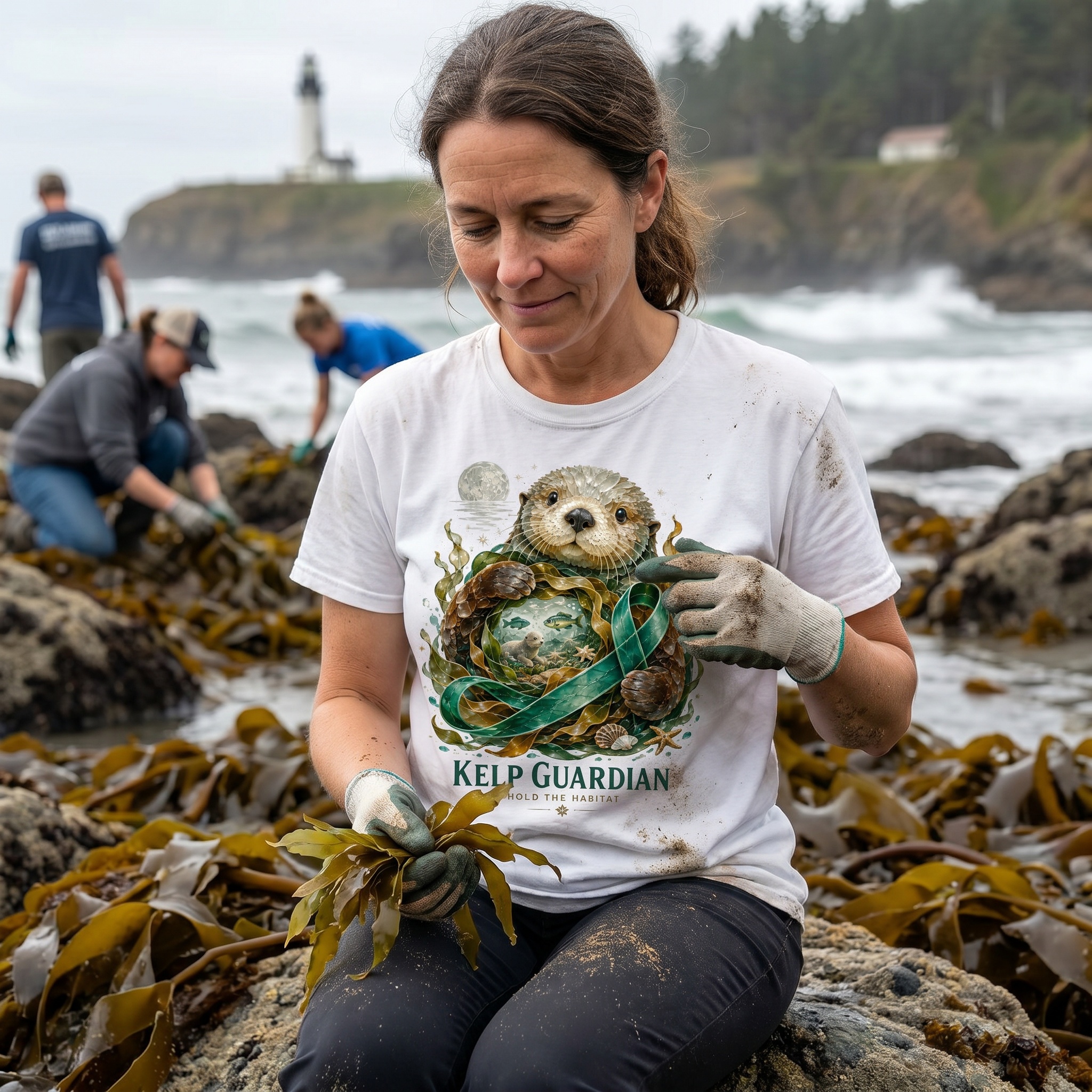 Kelp Guardian Sea Otter Habitat Graphic T-Shirt