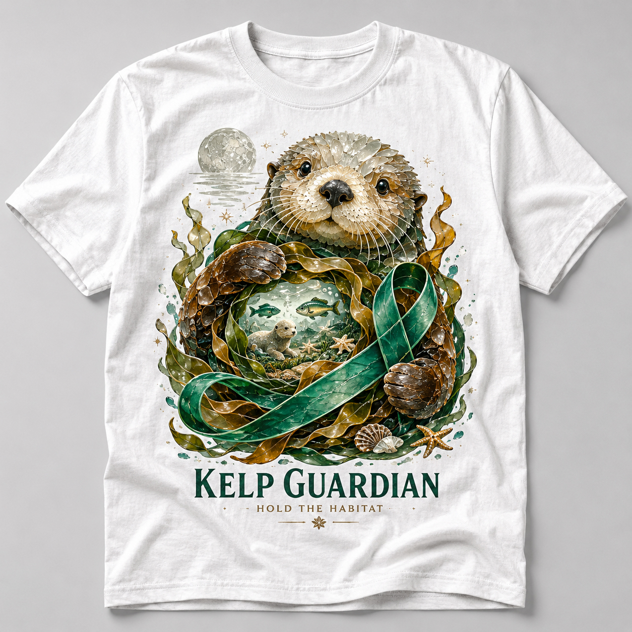Kelp Guardian Sea Otter Habitat Graphic T-Shirt