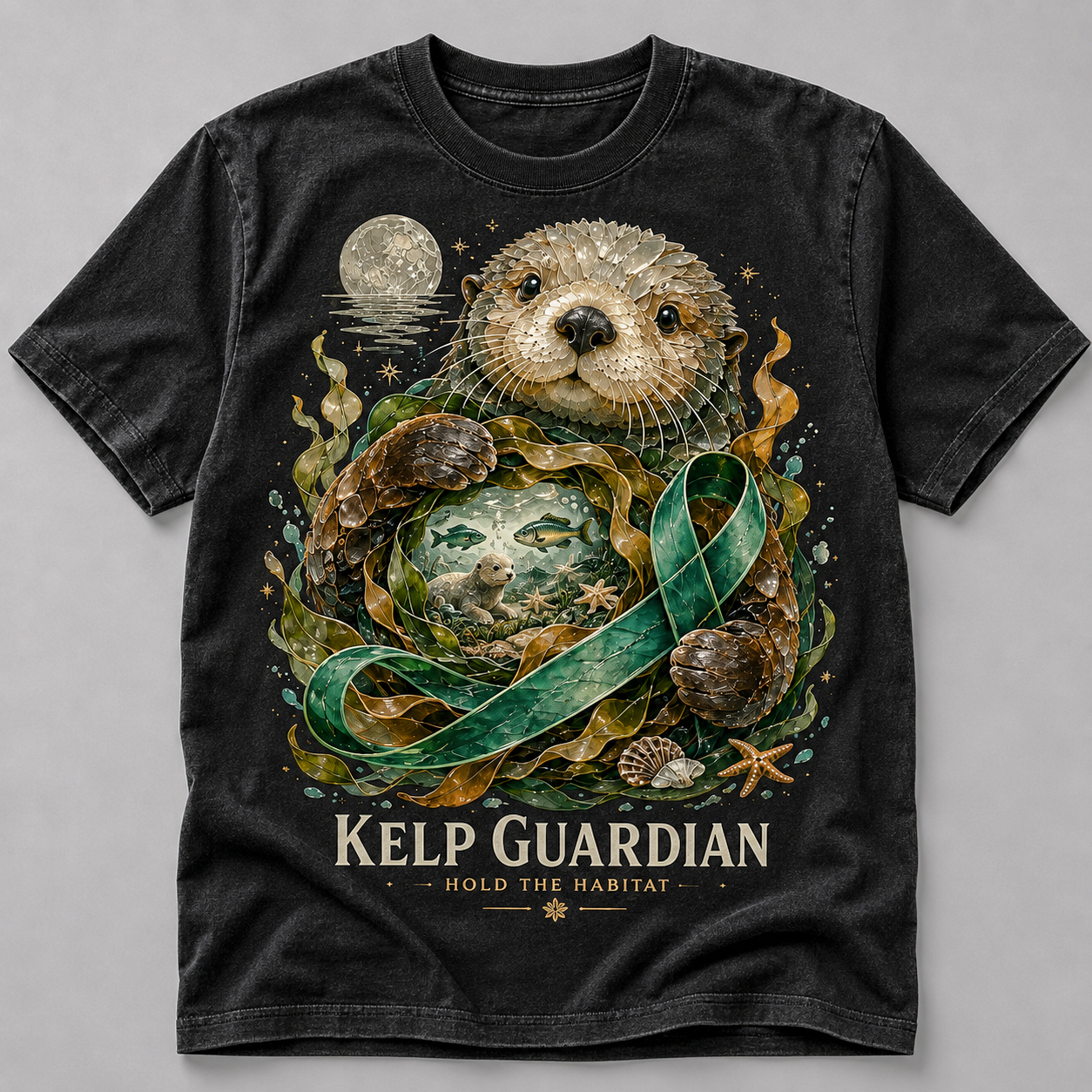 Kelp Guardian Sea Otter Habitat Graphic T-Shirt