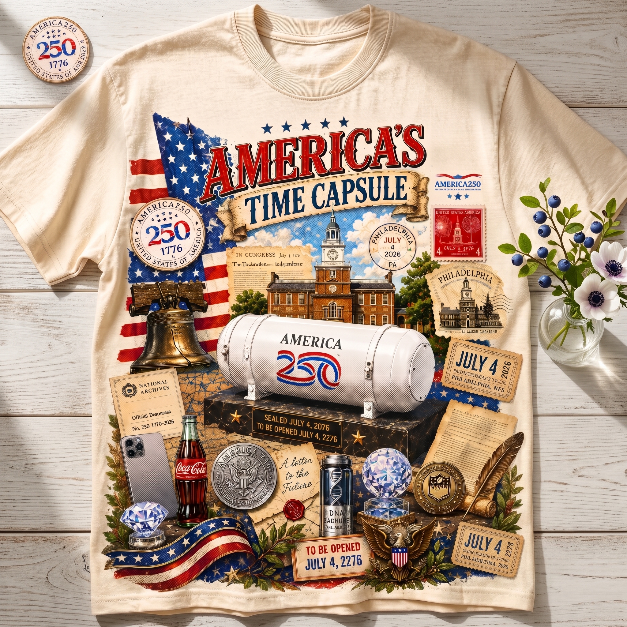 America 250 Time Capsule Vintage Graphic T-Shirt