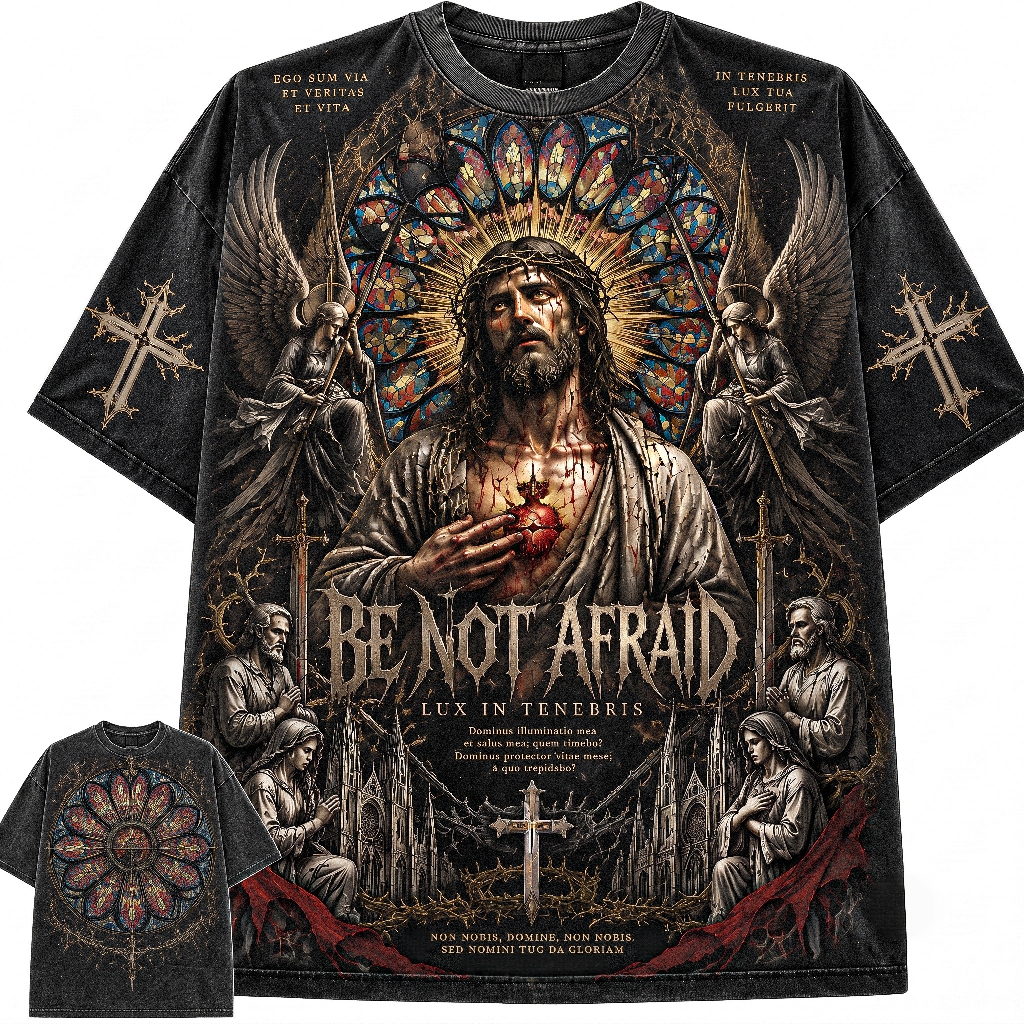 Be Not Afraid Gothic Jesus Vintage Washed T-Shirt