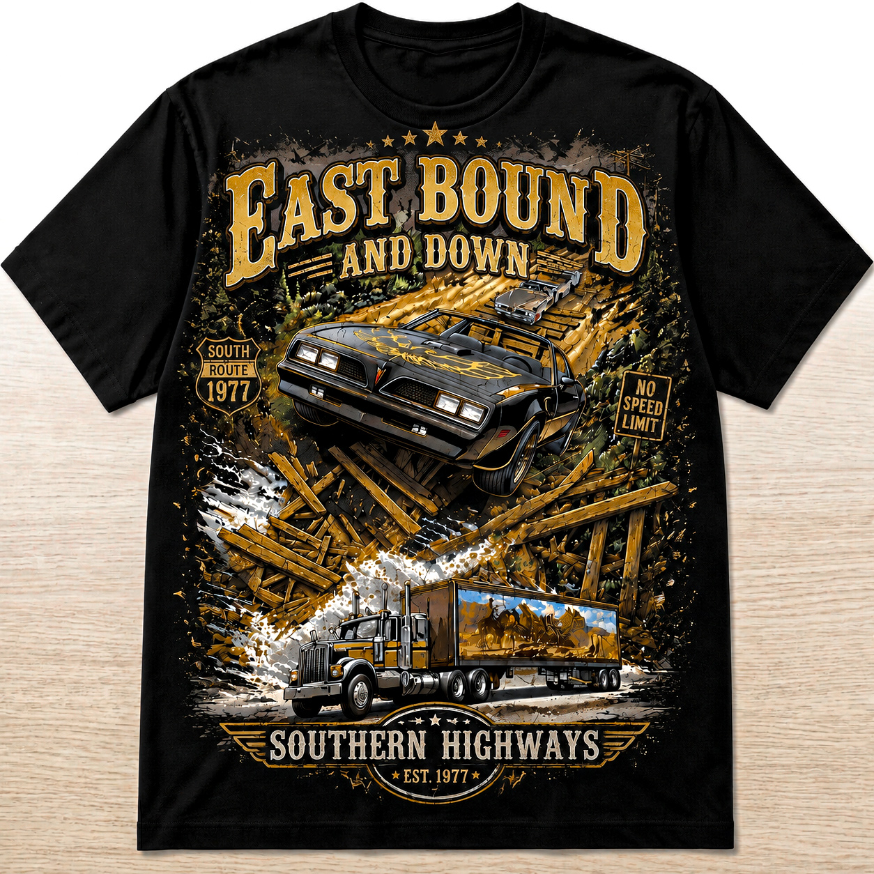 East Bound And Down Vintage Highway Graphic Tee