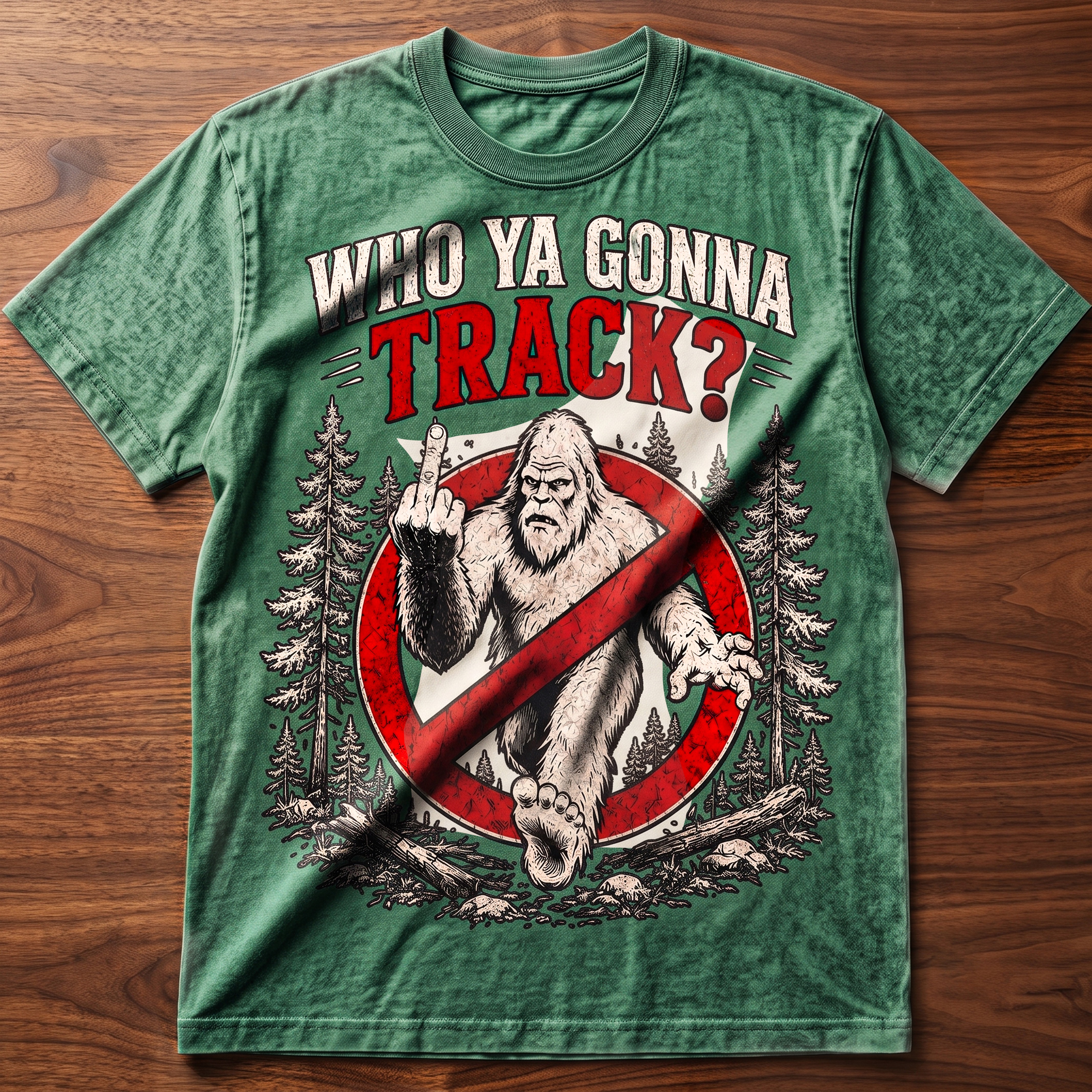 Funny Bigfoot "Who Ya Gonna Track?" Tee