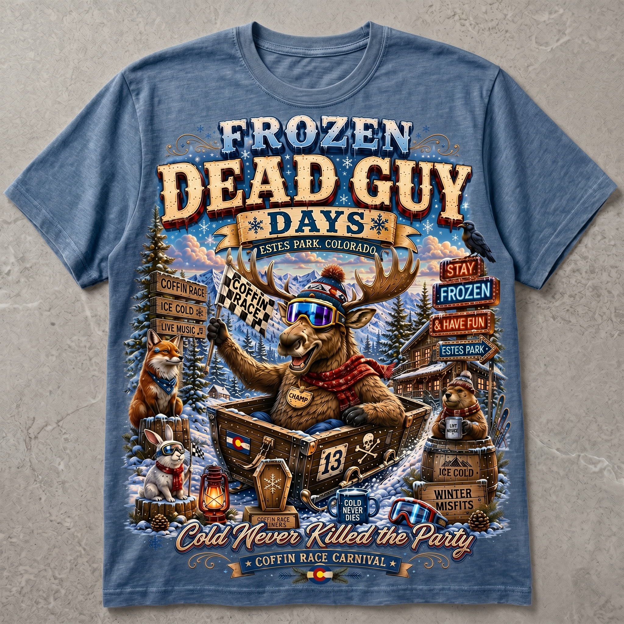 Funny Moose Frozen Dead Guy Days Shirt