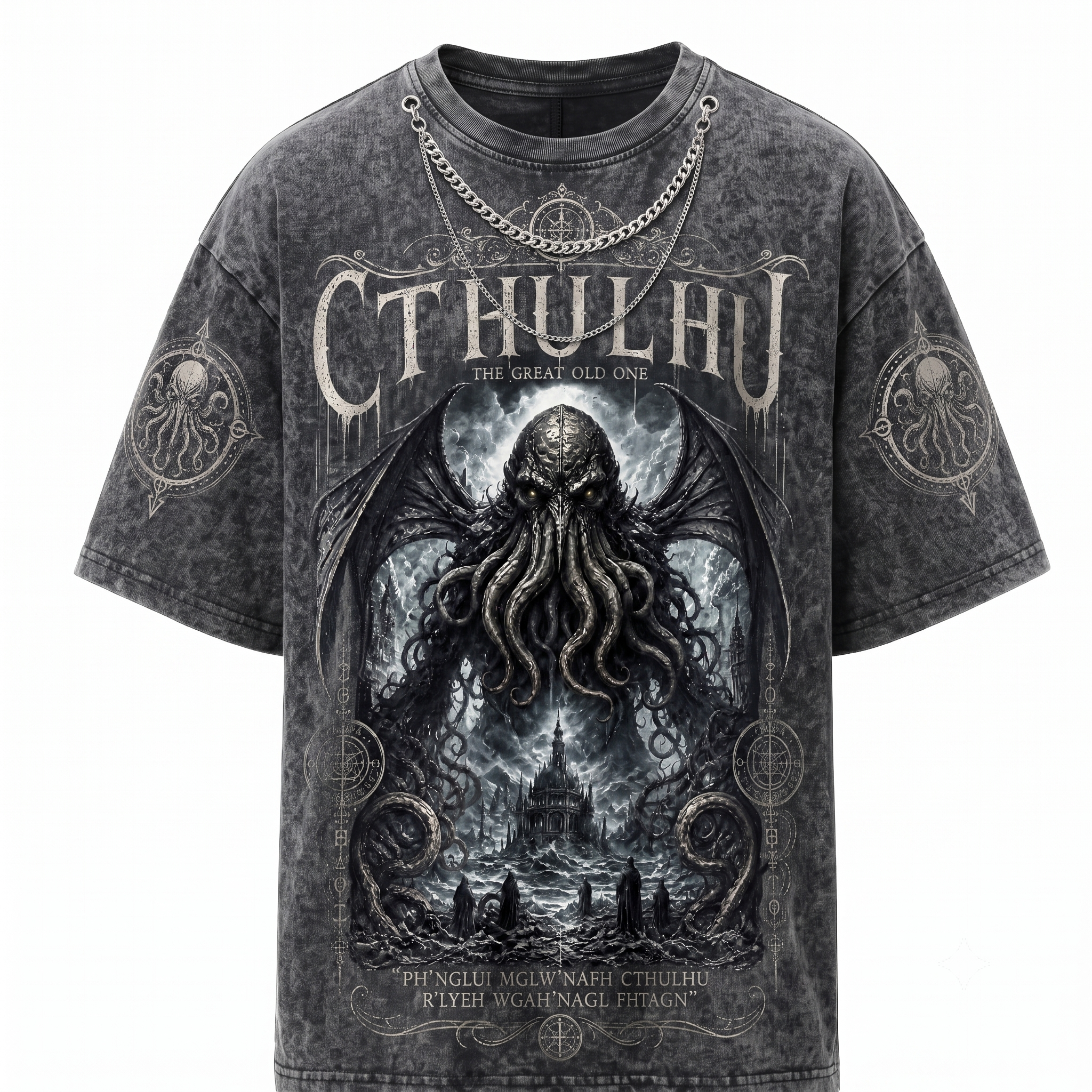 Eldritch Cthulhu Awakening Gothic Washed T-Shirt