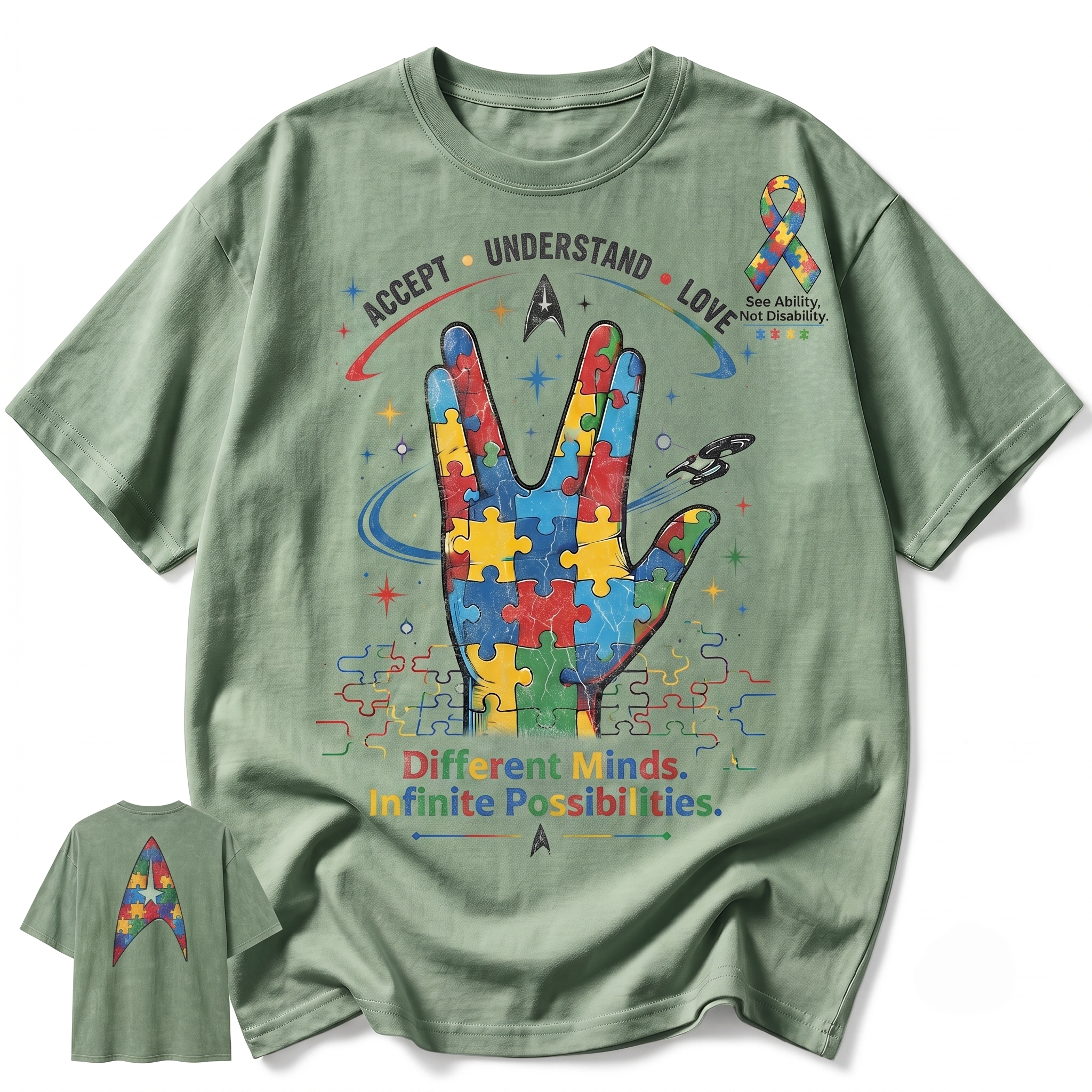 Autism Awareness Puzzle Graphic Tee – Sci-Fi Inspired