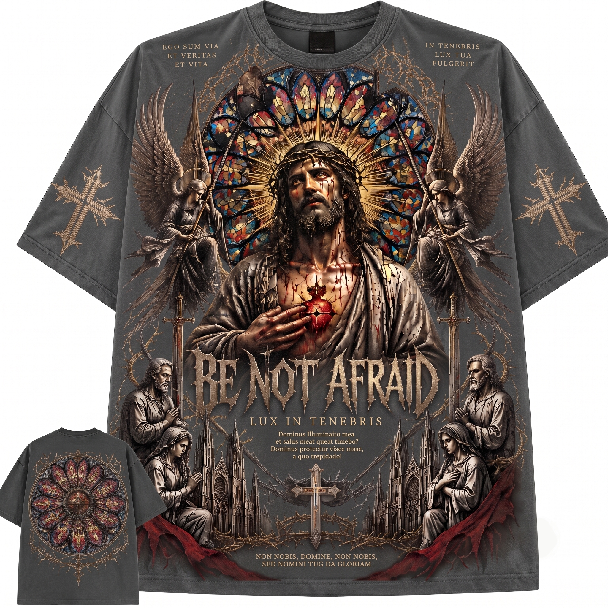 Be Not Afraid Gothic Jesus Vintage Washed T-Shirt