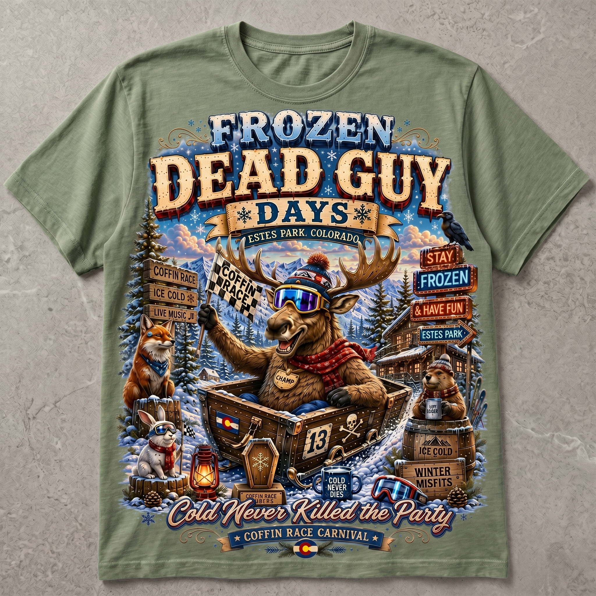 Funny Moose Frozen Dead Guy Days Shirt