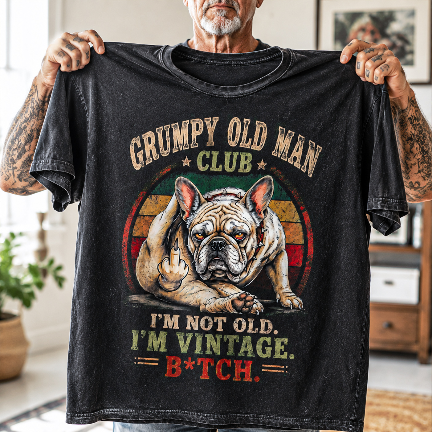 Grumpy Old Man Club Vintage Bulldog T-Shirt