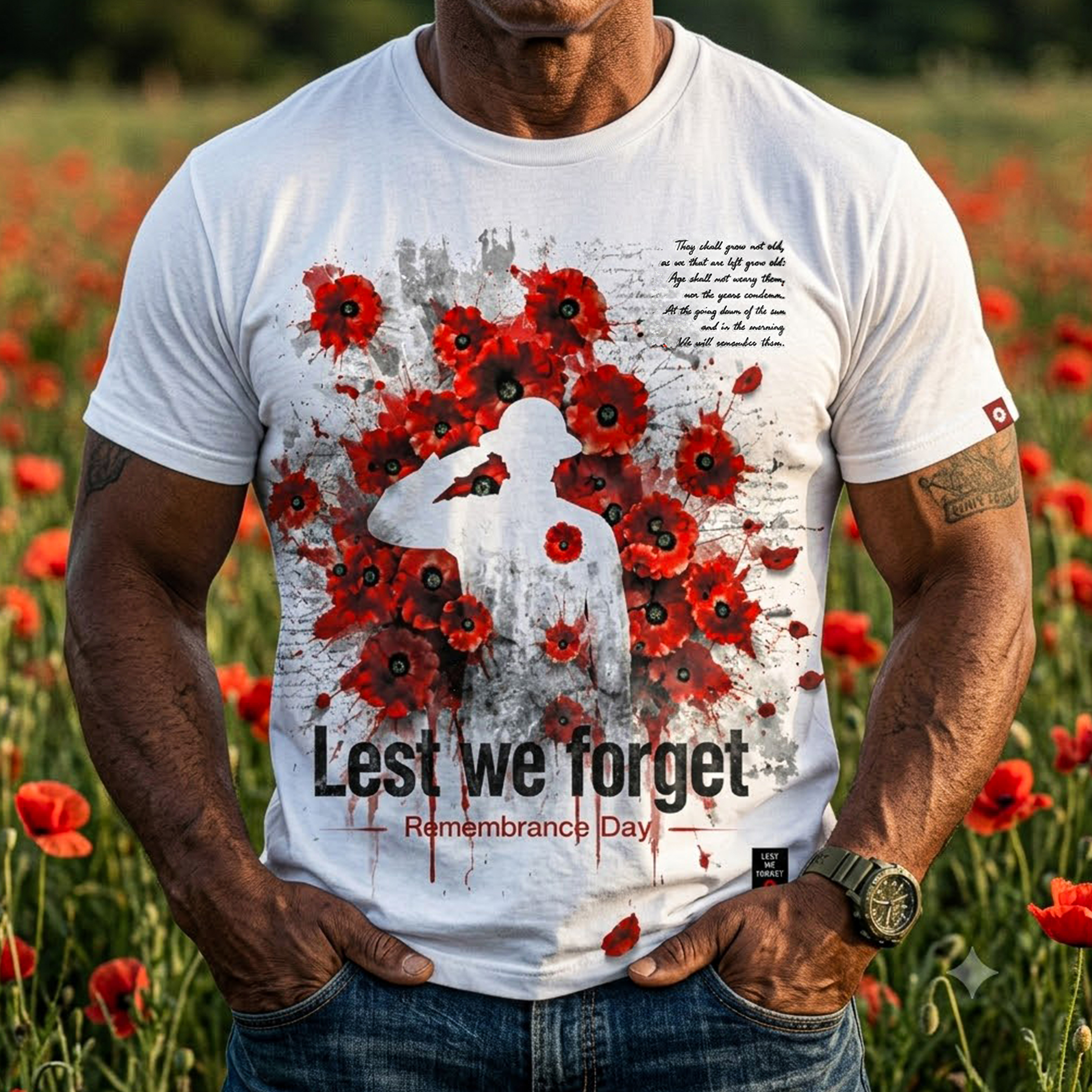 Lest We Forget Poppy Remembrance Day Graphic T-Shirt
